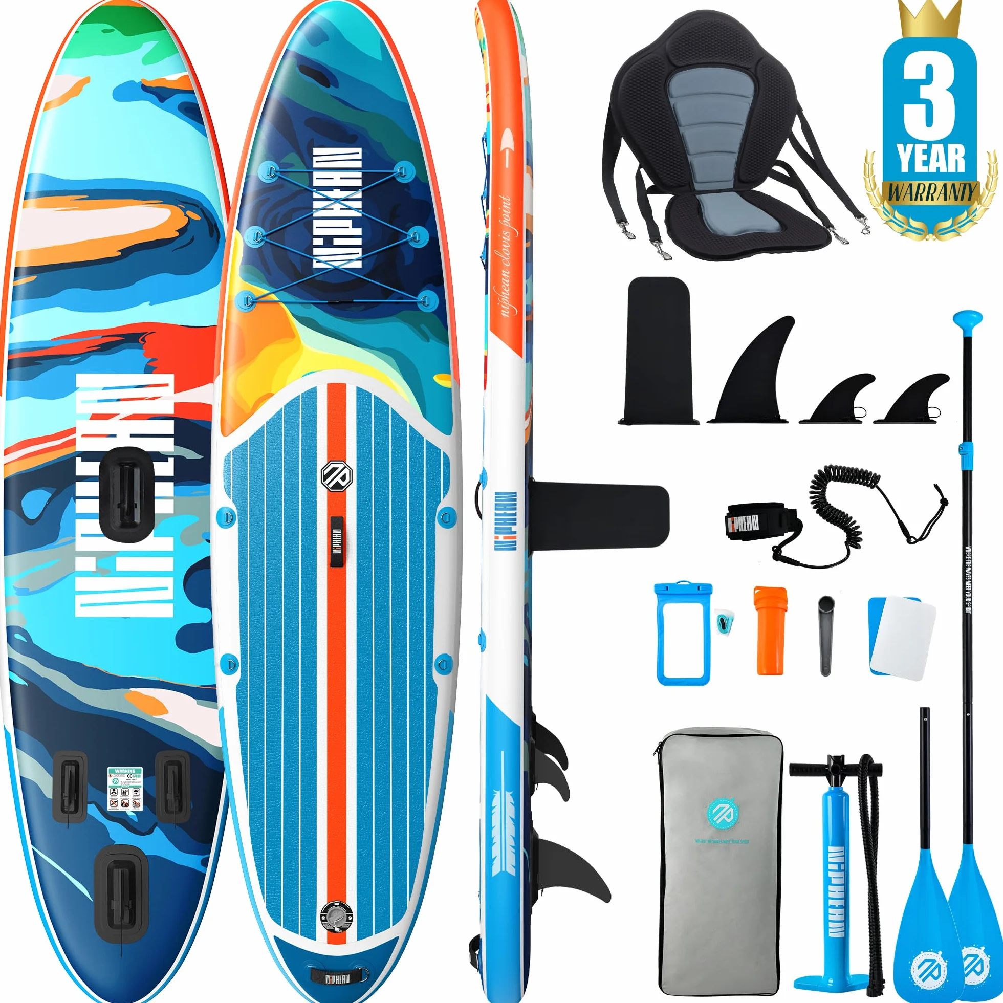 Niphean SUP Gonfiabile Adulti 320cm Paddle Board Capacità 200kg per 2 Persone con Accessori