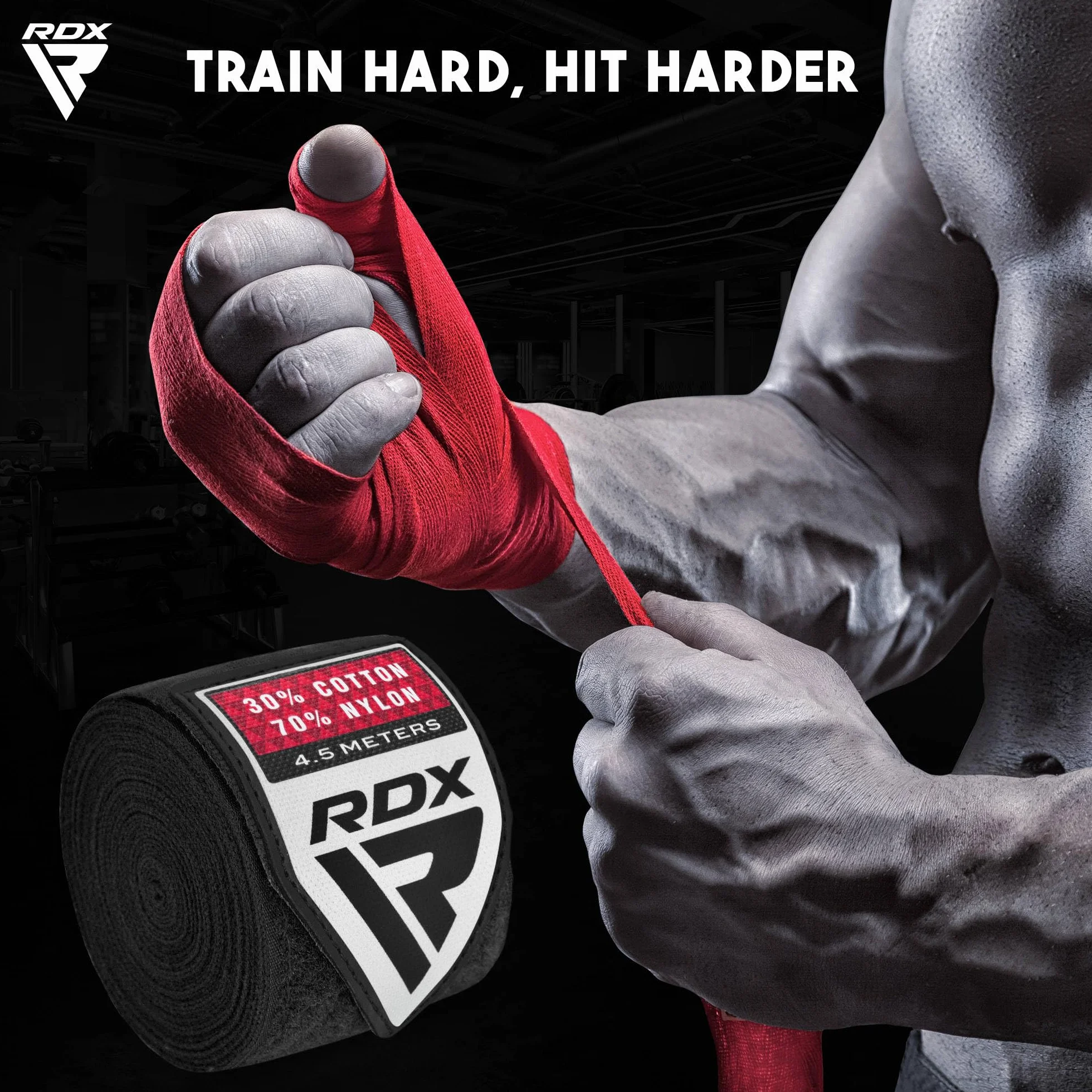 RDX Fasce Boxe Guanti Interni 4,5 Metri Elastiche Bendaggi Polso Mani Protezione Sottoguanti Pugilato Bende per Arti Marziali Muay Thai MMA