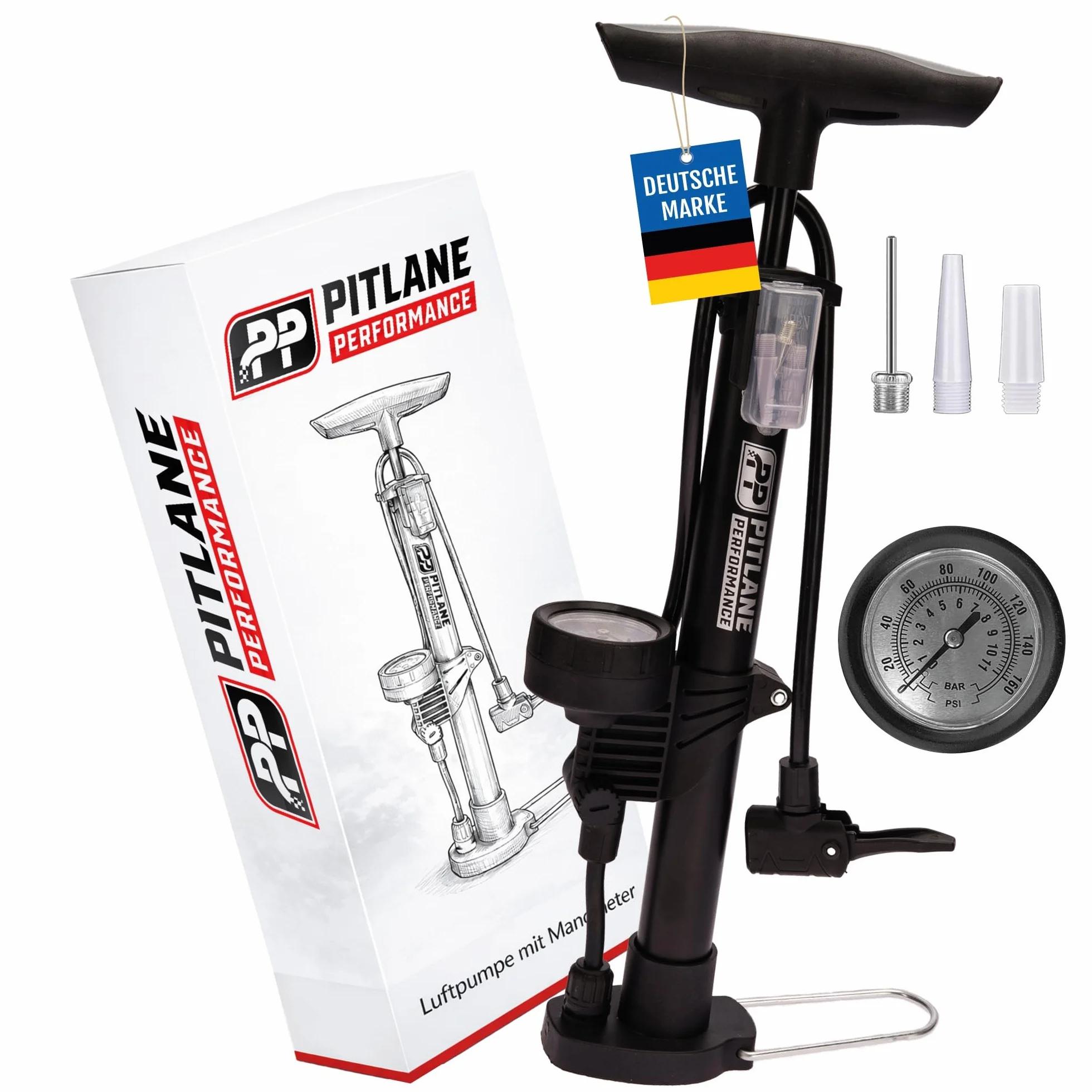 Pompa a pedale con manometro 42 cm 11 bar per valvole Schrader Presta Dunlop