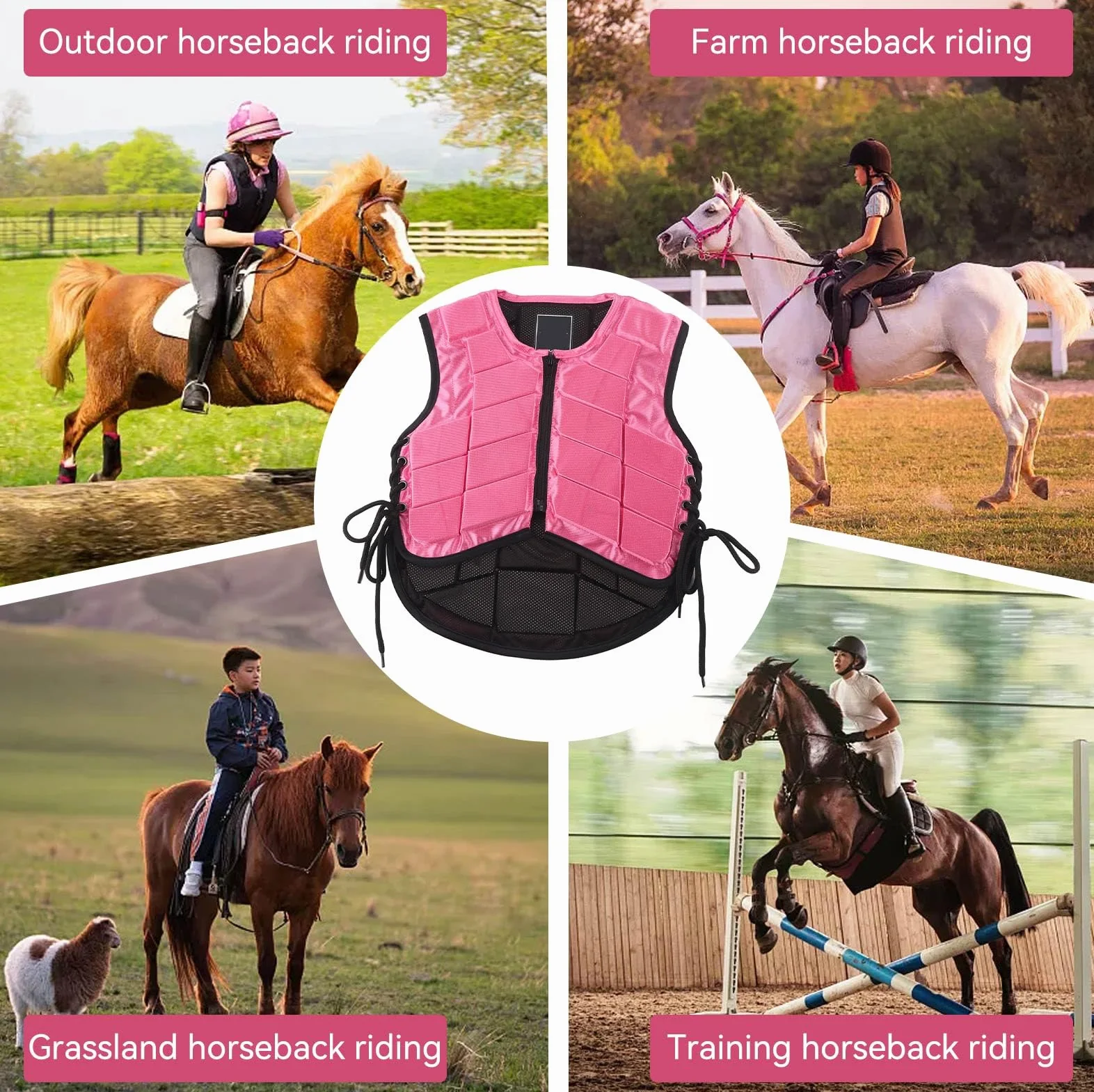 Gilet equestre per Bambini, Gilet Protettivo equestre Unisex Imbottito per Equitazione Equipaggiamento Protettivo Gilet Protettivo per Allenamento per Equitazione, Gilet Sicuro