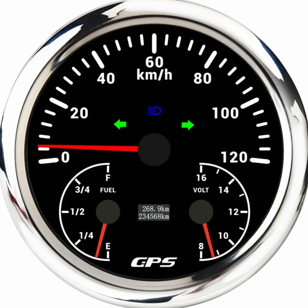 ELING 110 mm 3 in 1 tachimetro multifunzione GPS 0-120 km/h con livello di carburante 12 V voltmetro con retroilluminazione a 7 colori per navi camion e furgoni