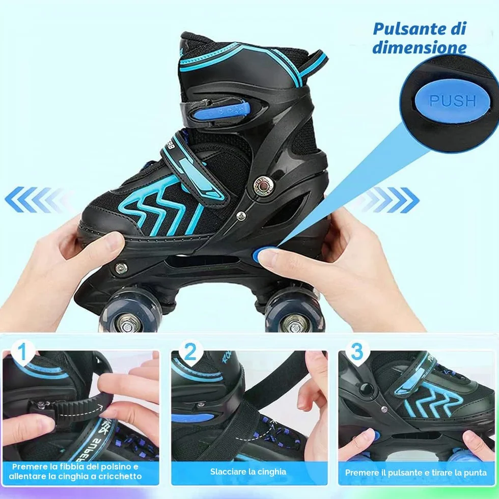 Pattini a Rotelle per Bambini Regolabili con Ruote Luminose, Pattini a Rotelle per Ragazze e Ragazzi, per Interni, Esterni e Tempo Libero, Design Traspirante