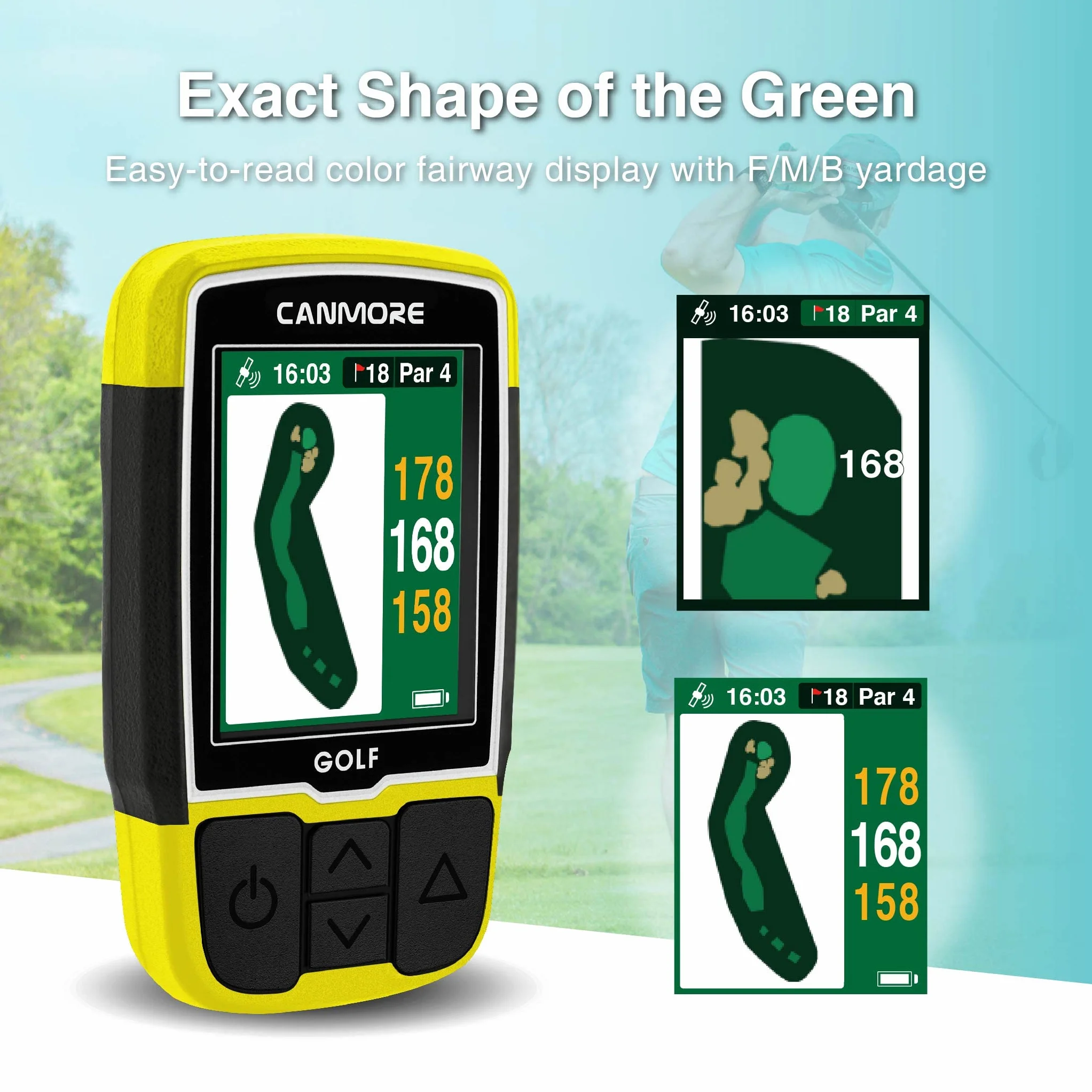 GPS da Golf CANMORE HG200 Mappa Precariata 41.000 Campi da Golf Mondiali Forme Green e Fairway Resistente all'Acqua