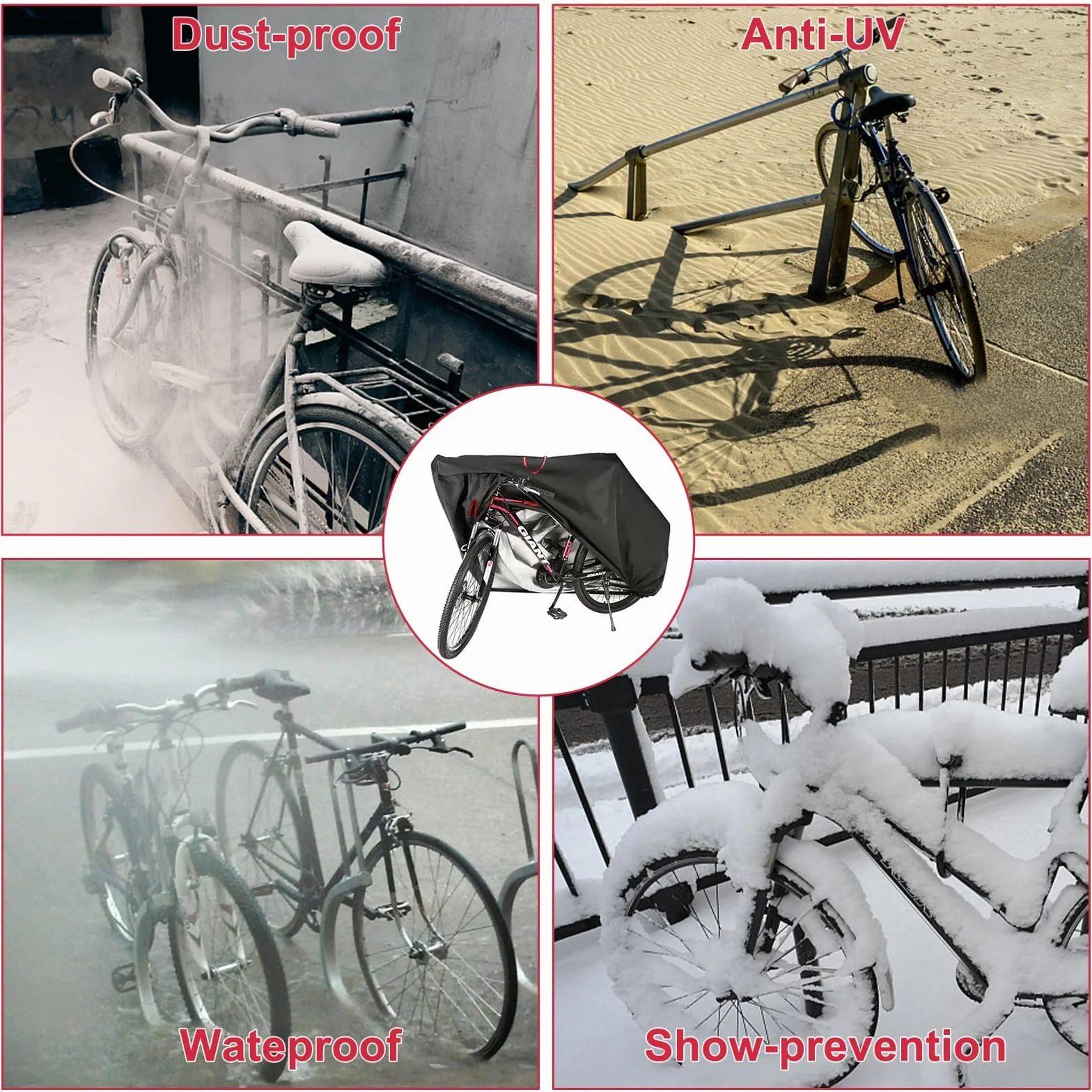 Copri Bicicletta da Esterno Impermeabile 210D Oxford 200 x 110 x 70 cm con Fori per Lucchetto