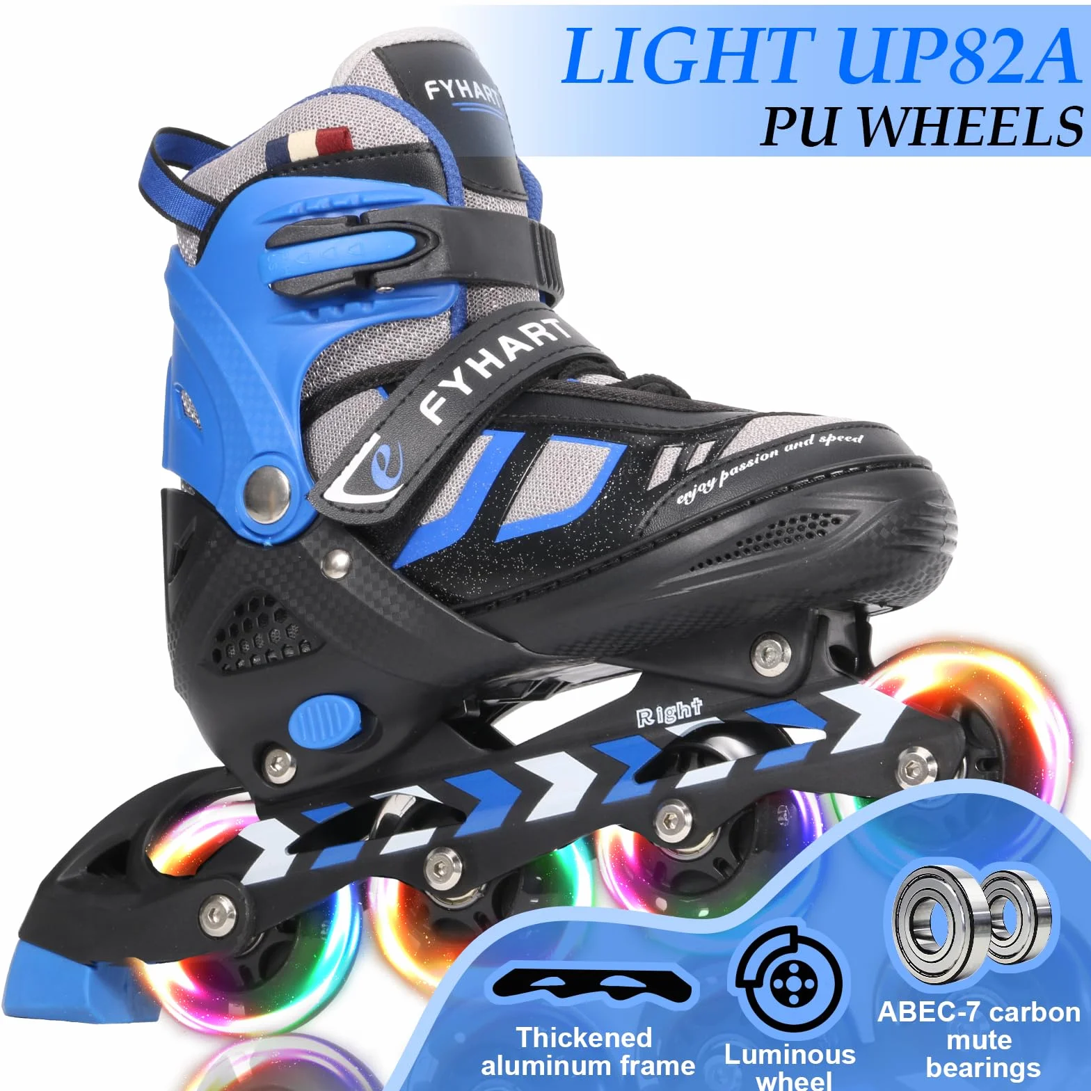 Pattini in linea per bambini regolabili per ragazzi con tutte le ruote che si illuminano, per principianti grandi pattini a rotelle per bambini