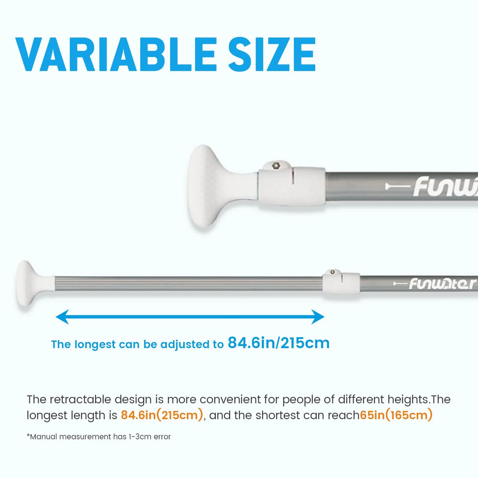 FunWater SUP Paddel – 3-Teiliges, Verstellbares Stand Up Paddle Board Paddel – Leichtes und Schwimmendes Paddelboard Ruder – Langlebig und Verstaubar, Verstärkte Nylonblätter – Effizienter Schlag