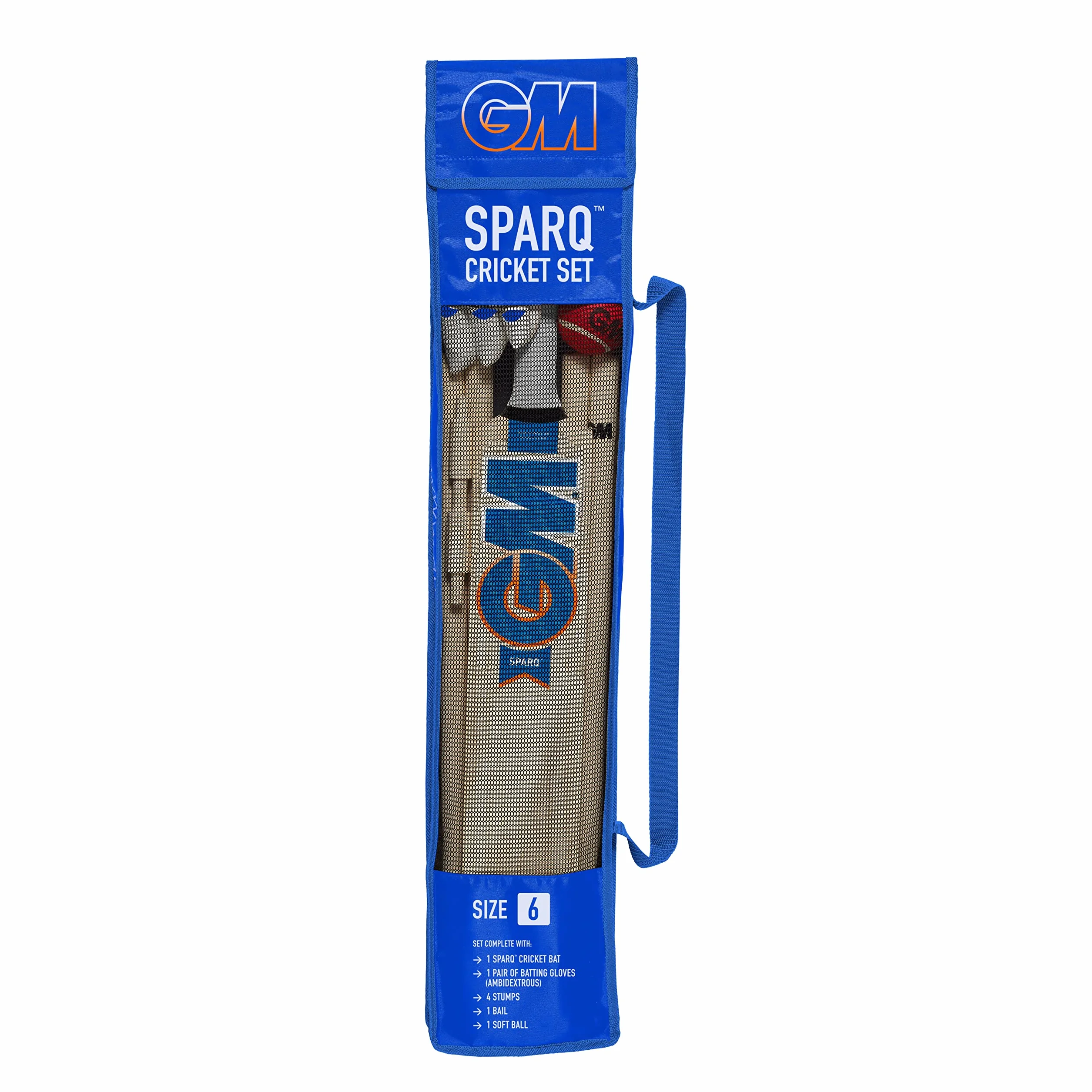 Gunn & Moore Sparq Borsa Resistente Trasporto Cricket Set 4 Paletti 1 Mazza Eclipse 1 Palla Morbida 1 Guanto Gioventù