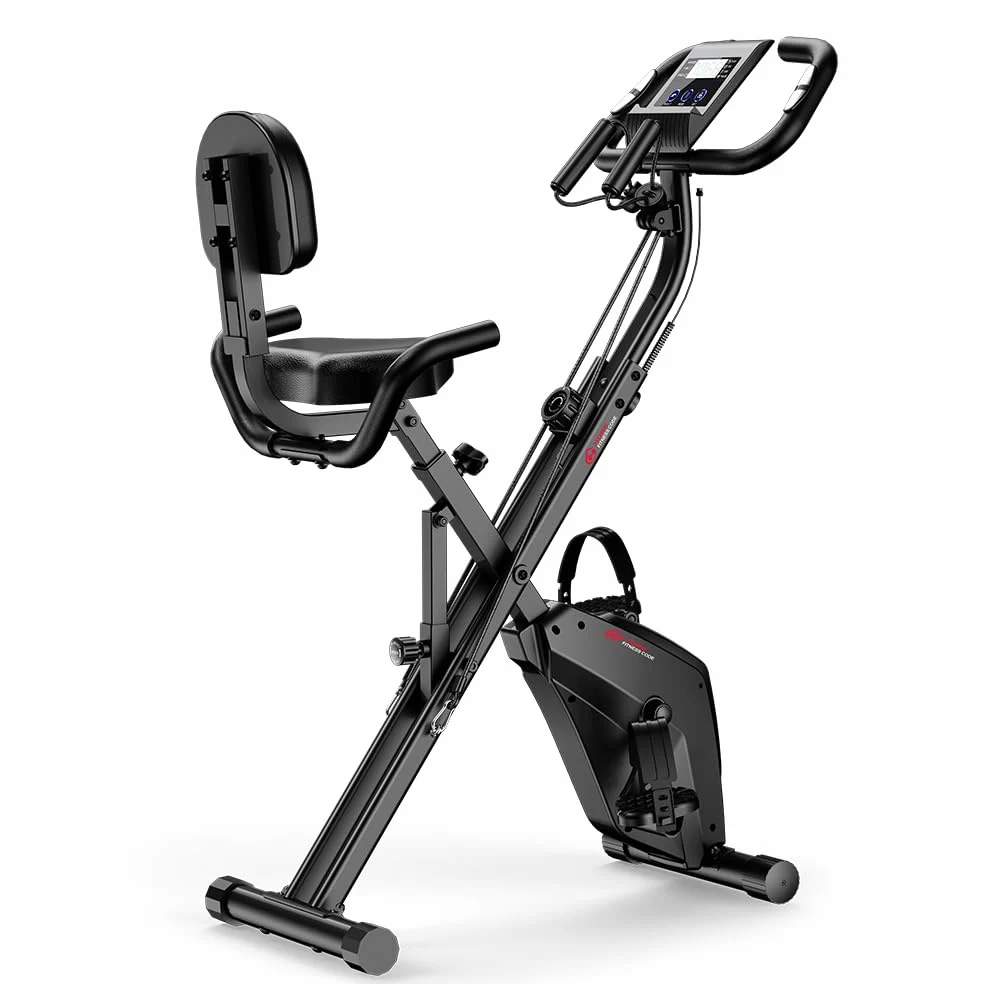 Cyclette pieghevole silenziosa (<20dB) 3 in 1 bicicletta stazionaria con 8 resistenze magnetiche, schermo LCD multifunzionale e supporto tablet, per uso domestico, altezza regolabile 155-190cm
