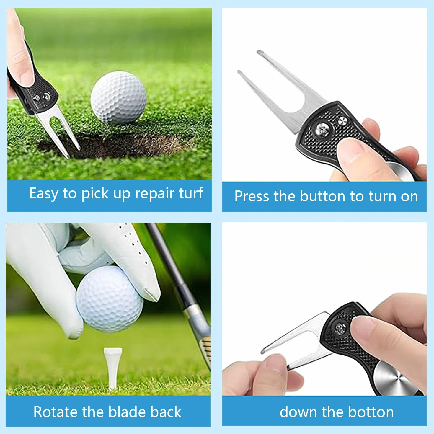 Pacco Divot Golf Pieghevoli Metallo Attrezzo Mini Riparazione Forcella Green Marcatore Magnetico Palline