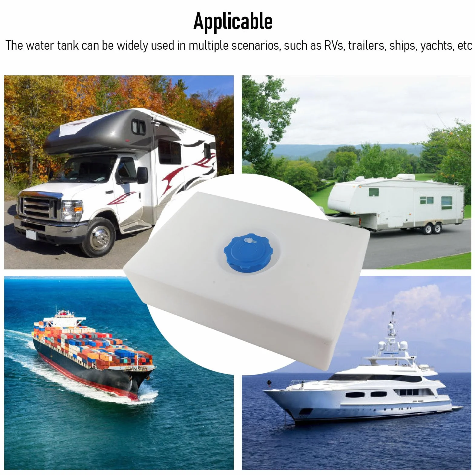Serbatoio d'Acqua Dolce LLDPE 5 Galloni 20.47 x 13.39 x 5.51 Pollici per Barca Yacht