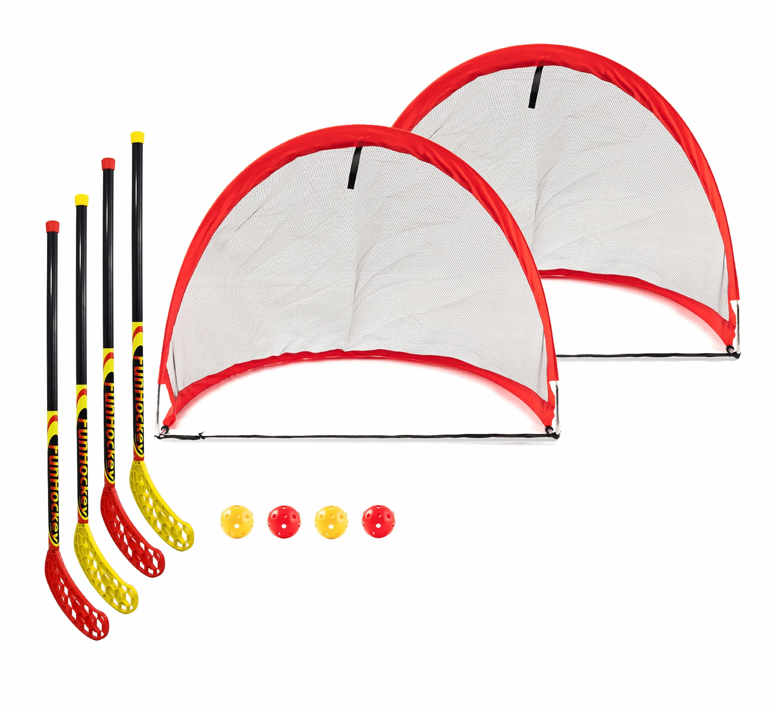Bandito Fun Hockey Set completo con 2 X Set Racchette e pop up porta mini set