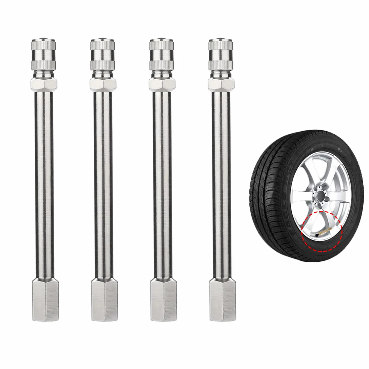 Estensione Della Valvola per Pneumatici Adattatore per Prolunga Valvola Valvola Auto Prolunghe per Valvole di Pneumatico Prolunga Valvola Auto per Auto Camion Ruota per Moto Valvola, 100 mm, 4 Pezzi