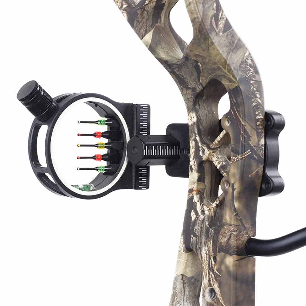 SHARROW Set di Accessori per Arco Compound con Mirino a 5 Pin, Riposo Freccia, Stabilizzatore, Peep Sight, Bow Sling, Corda D-Loop