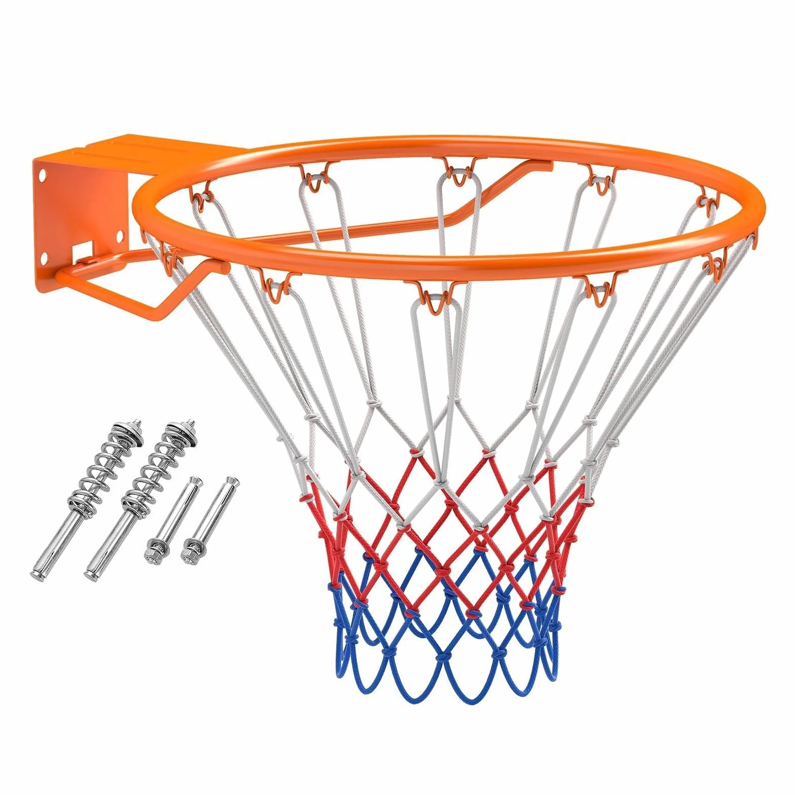 COSTWAY Canestro da Basket a Parete 45 cm, Anello Pallacanestro Muro Doppia Molla, Rete Resistente