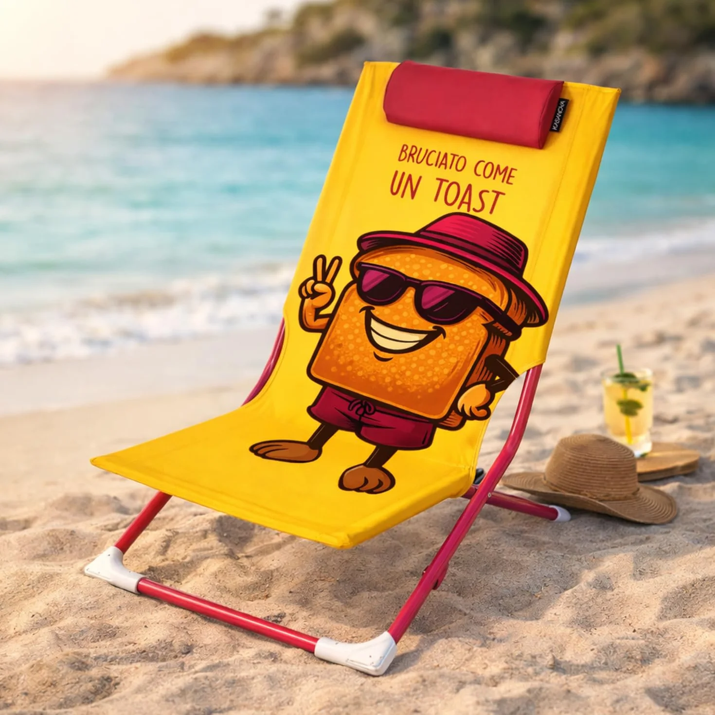 KASANOVA Spiaggina sedia pieghevole Toast con poggiatesta