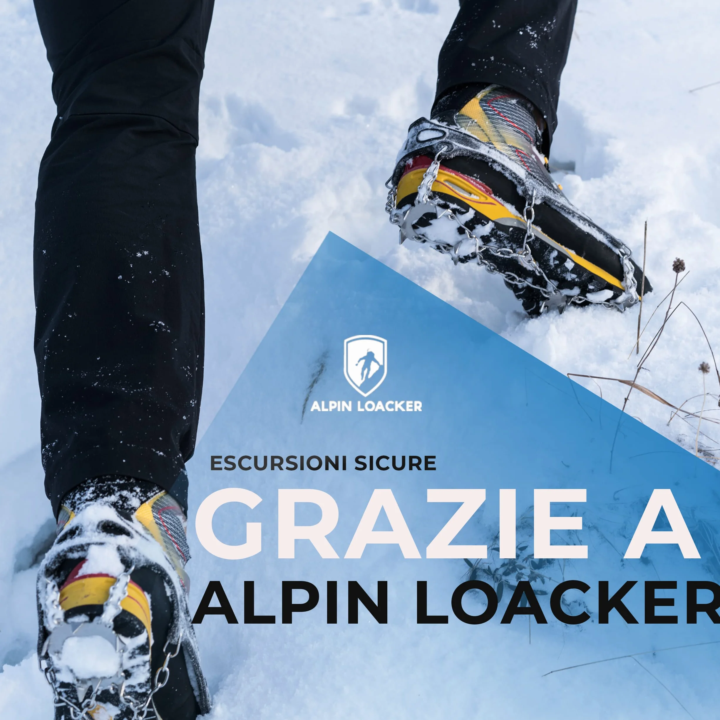 Alpin Loacker Chain PRO 18 Ramponcini per Scarponi Uomo e Donna, Ramponi da Neve per Escursioni e Trekking, M