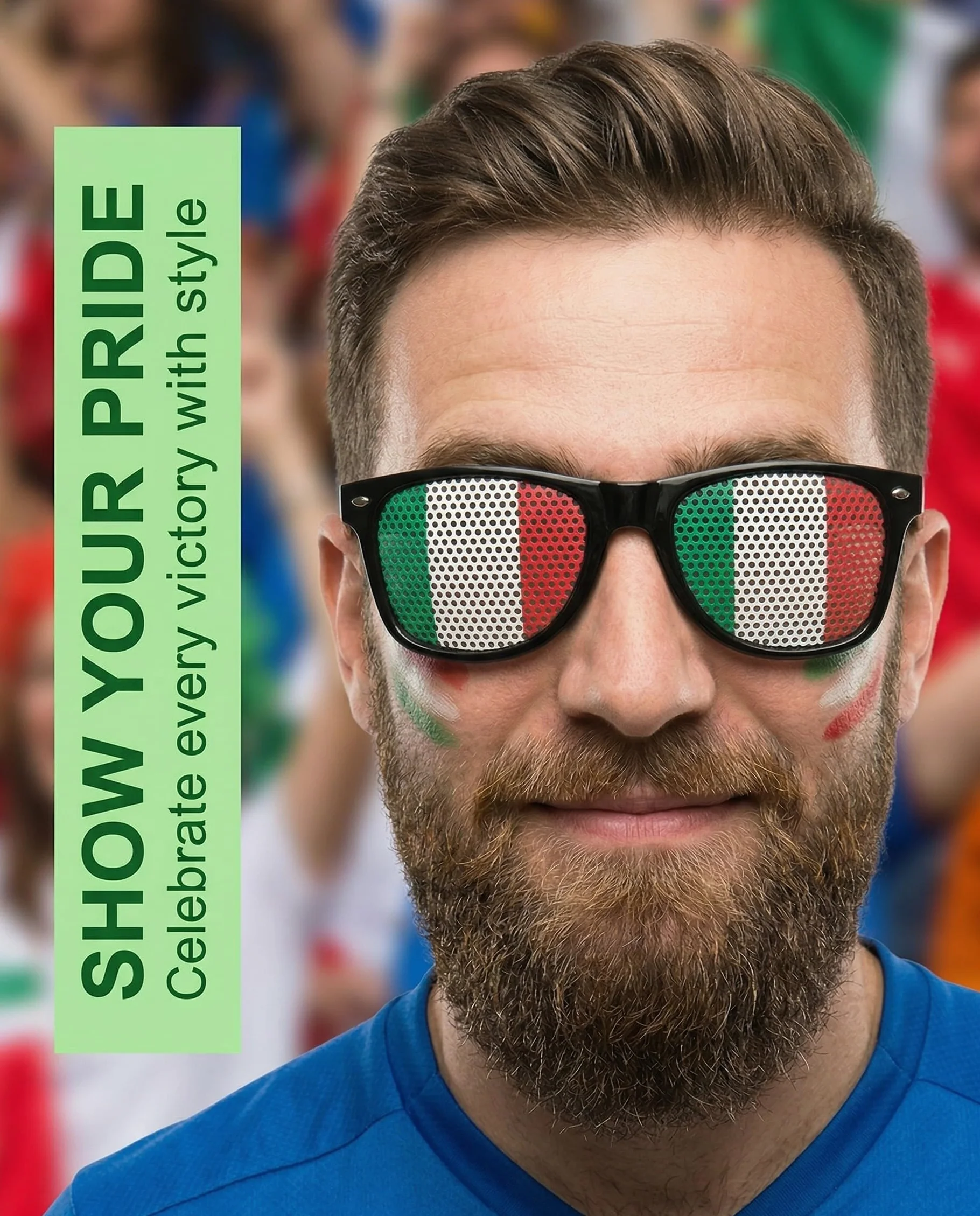 Occhiali Italia Tricolore 2 Paia Tifosi Azzurri Nazionale Calcio