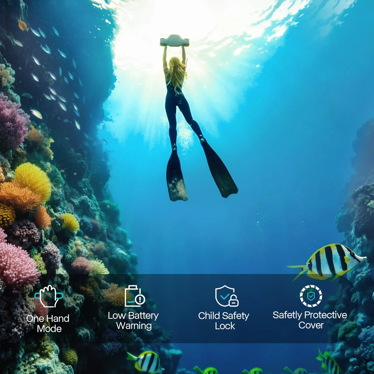Asiwo Manta 2 Subacqueo Monopattino Marino Doppio Motore Supporto Fotocamera Azione