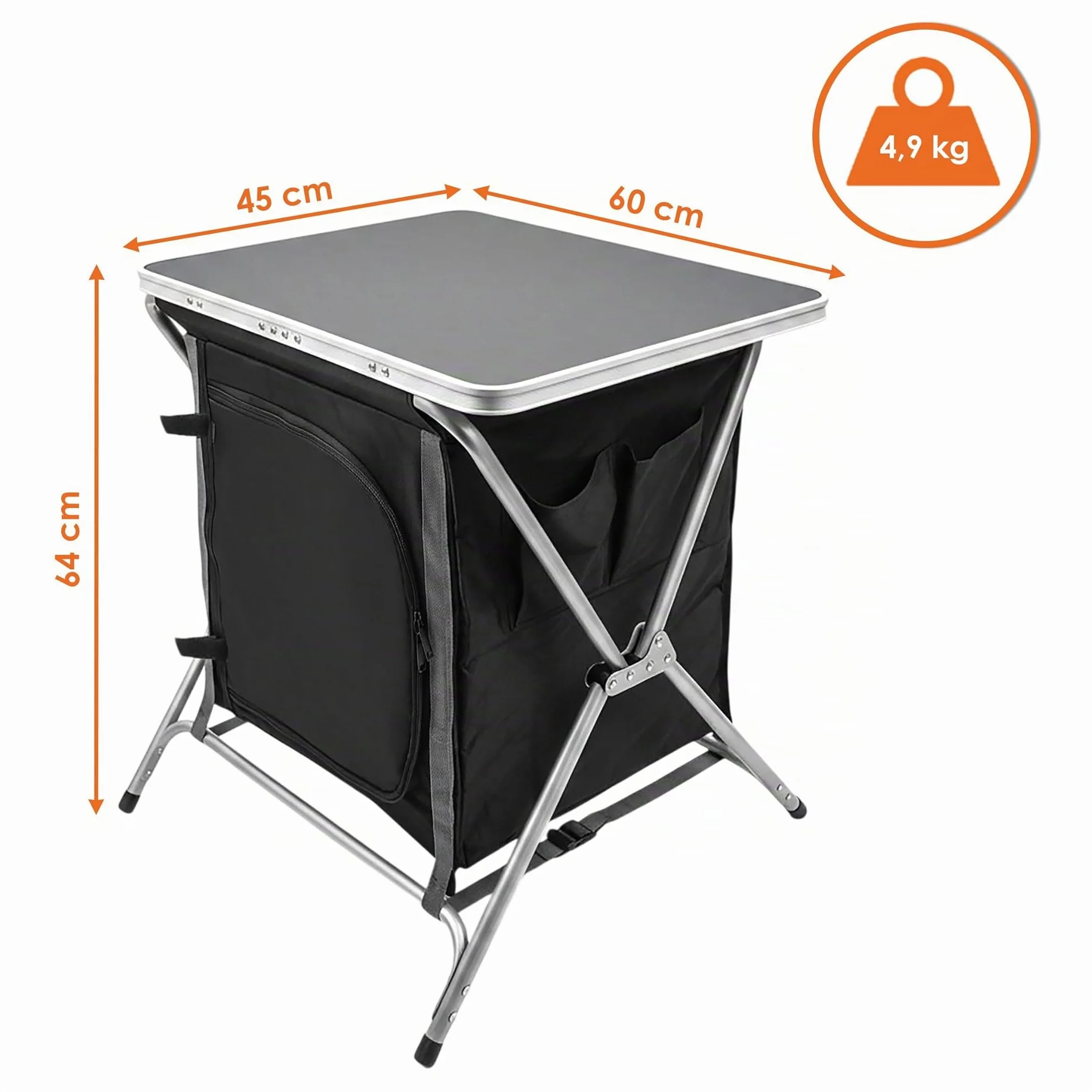 Spetebo Armadio da campeggio pieghevole in alluminio 64x60x45 cm