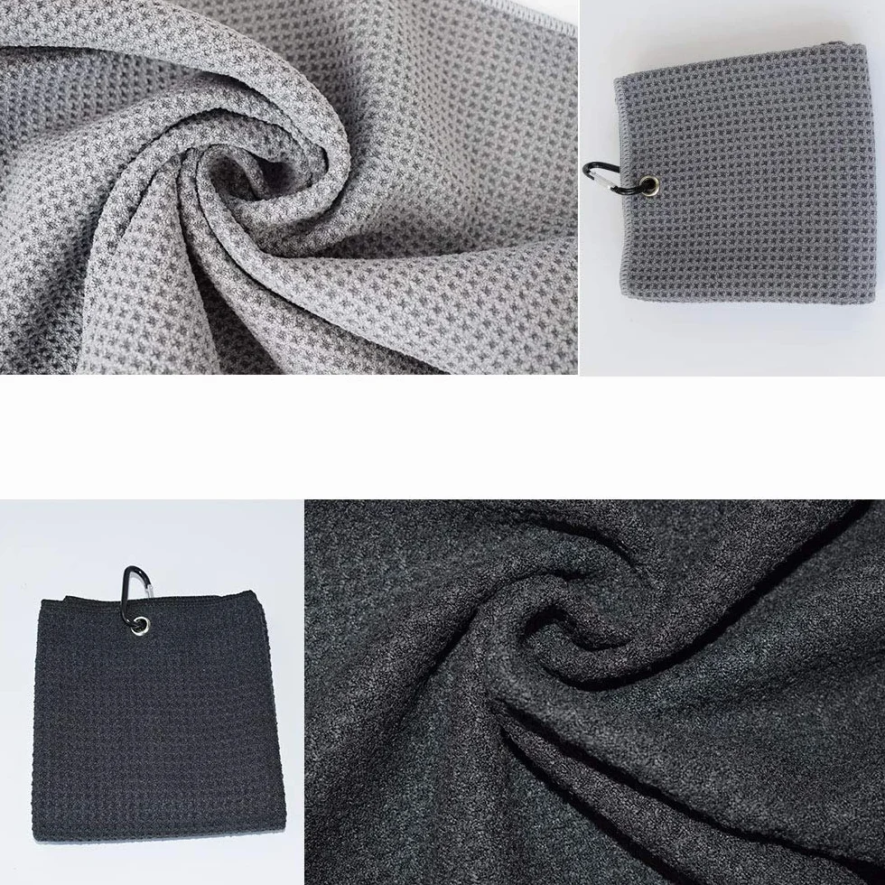 Asciugamano Sport Golf 2 Pezzi Microfibra 50x40 cm Grigio e Nero