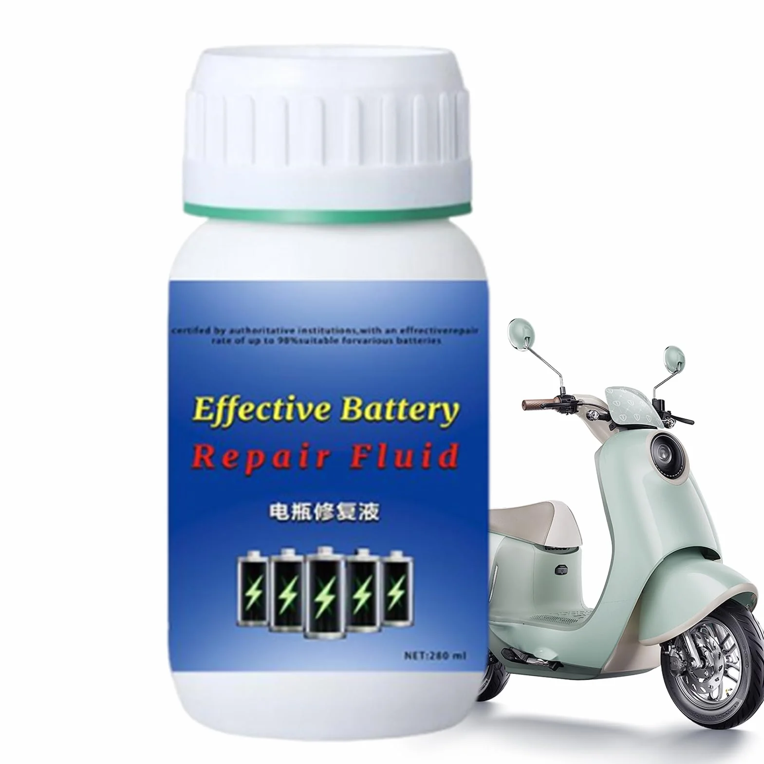 Liquido Ripristino Batteria 280 ml Additivo Ricarica per Moto Carrelli Golf Camion Barche