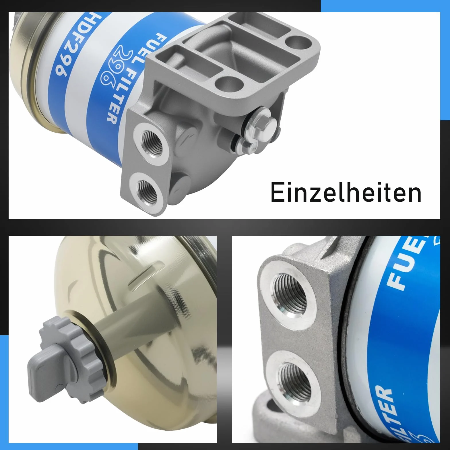 Filtro carburante diesel CAV296, separatore acqua, ricambio Massey Ferguson 133-185, barche, trattori