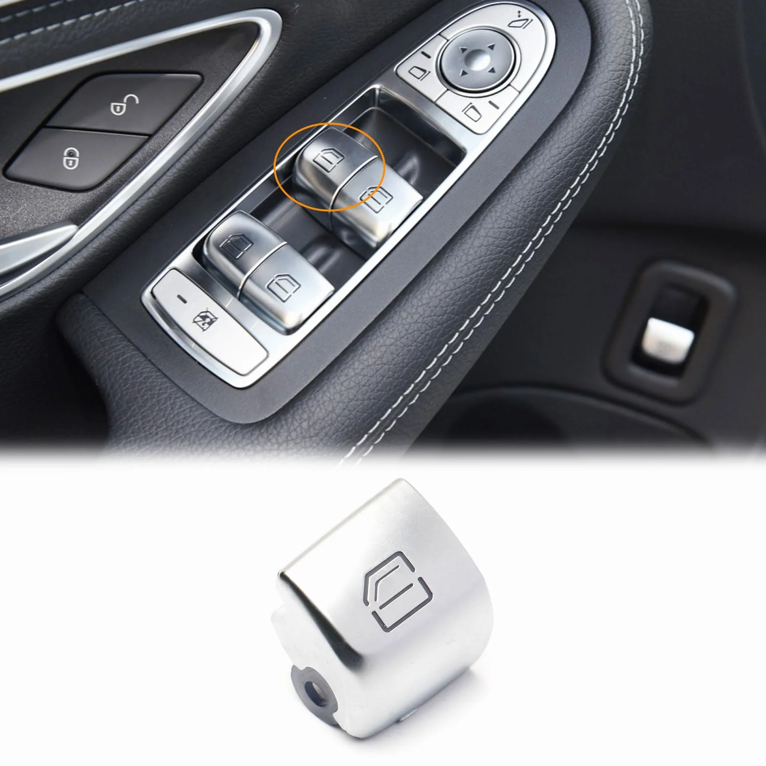 Copertura per pulsante di controllo del finestrino adatta per Mercedes-Benz Classe C W205 C200 C300 2015-2021 Classe GLC W253 GLC250 GLC300 2016-2022 pulsanti di sollevamento in vetro lato