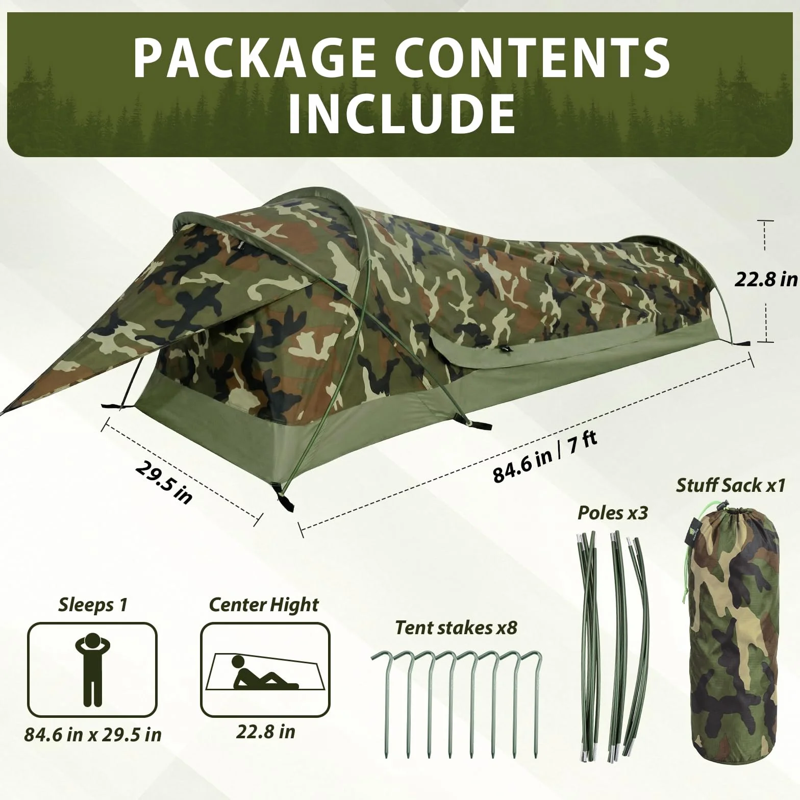 GEERTOP Tenda da campeggio ultraleggera impermeabile per 1 persona verde
