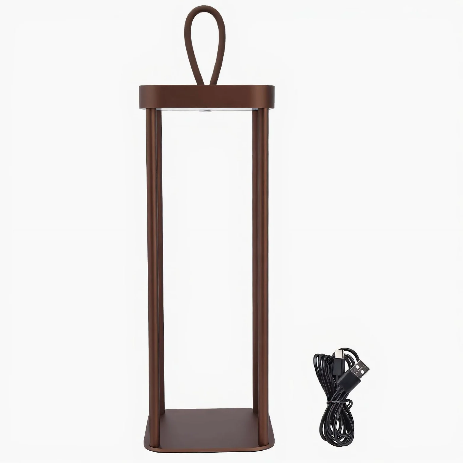 Generic Lampada Lanterna da Campeggio a LED, Tipo C Ricaricabile a 2 Livelli con Dimmerabile Luce in Metallo con 25 Perline, Interruttore Superiore IP54 Protezione Atmosferica (BROWN)