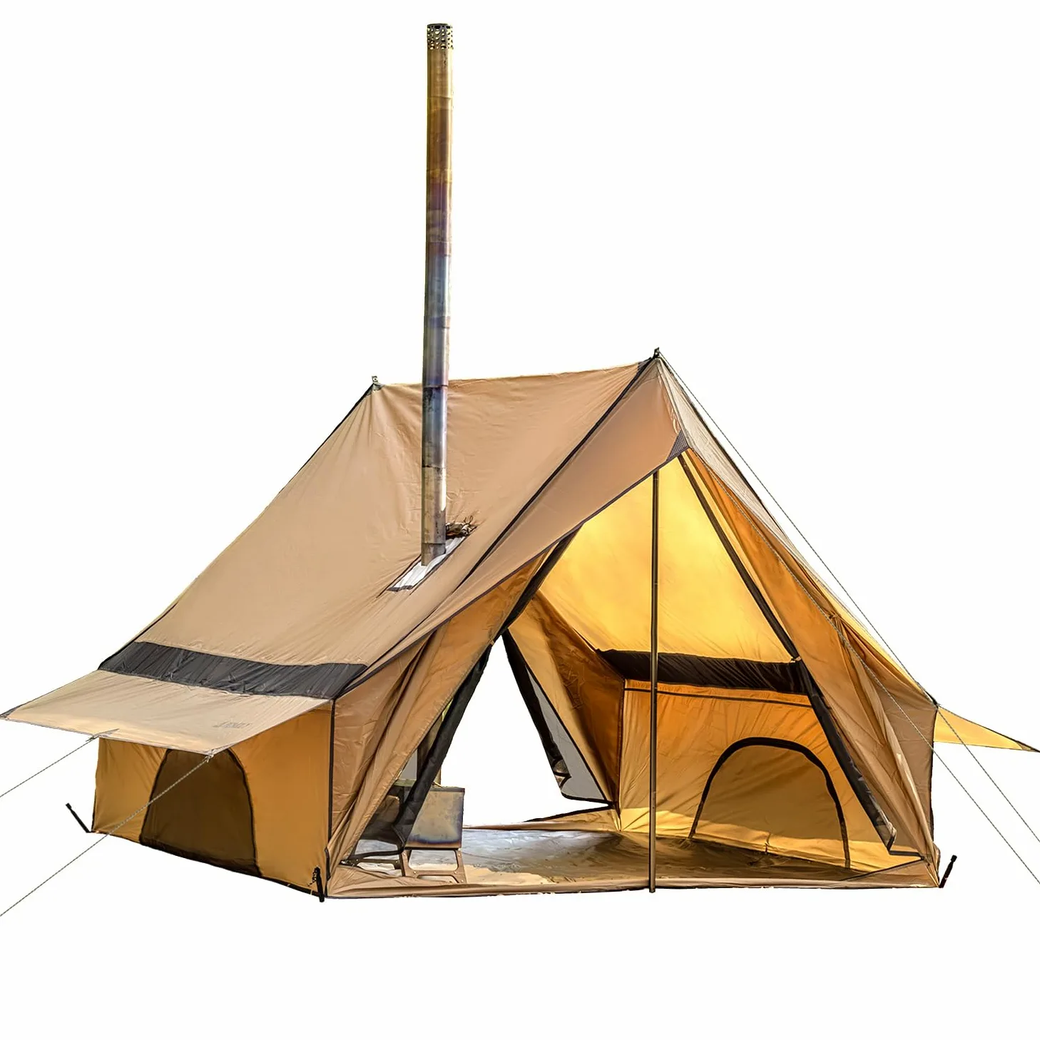 POMOLY CHALET 70 Max - Tenda da campeggio, portatile, con due pali per 2-4 persone, escursionismo, zaino in spalla