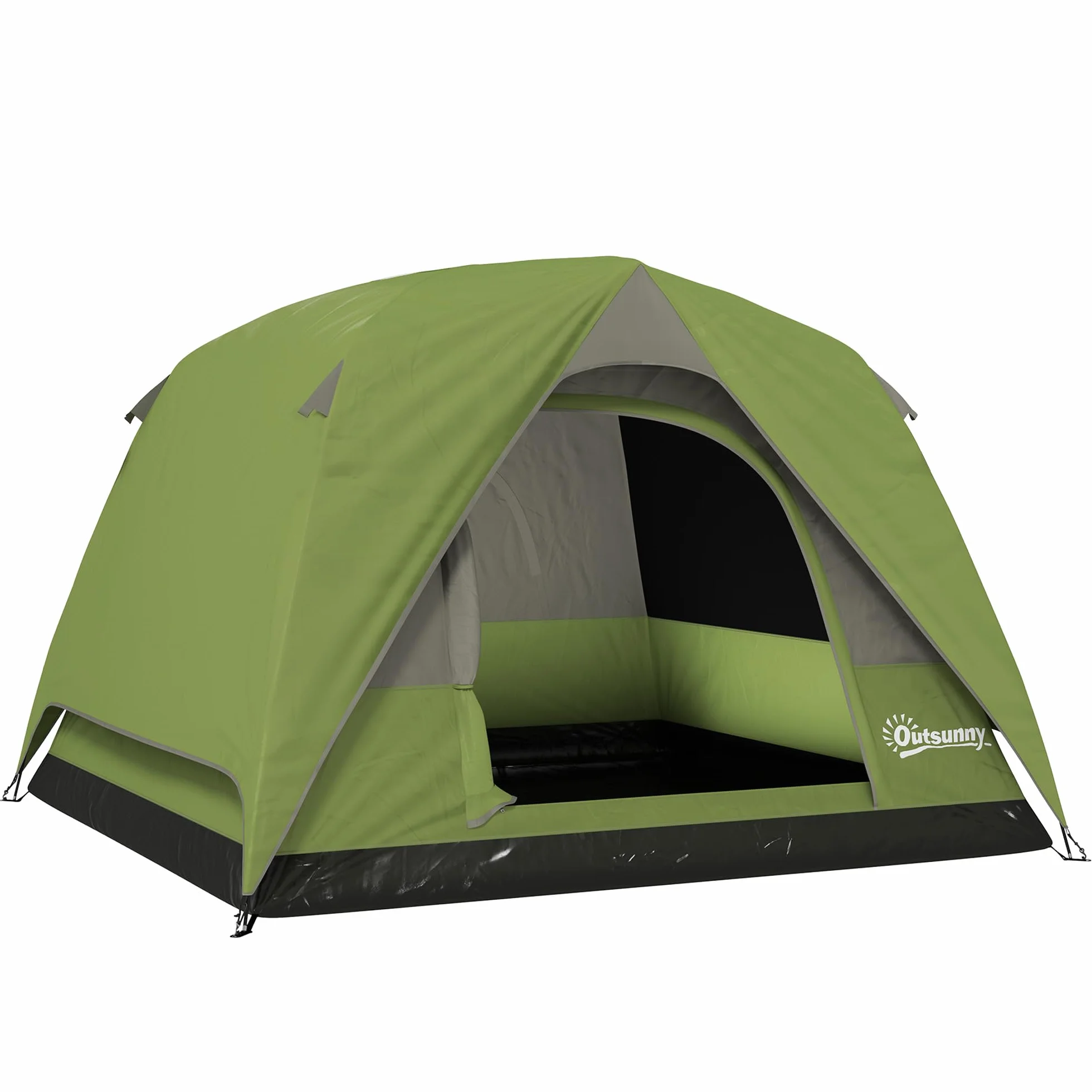 Outsunny Tenda da Campeggio 3 Persone Impermeabile 3000mm a Cupola con Pavimento