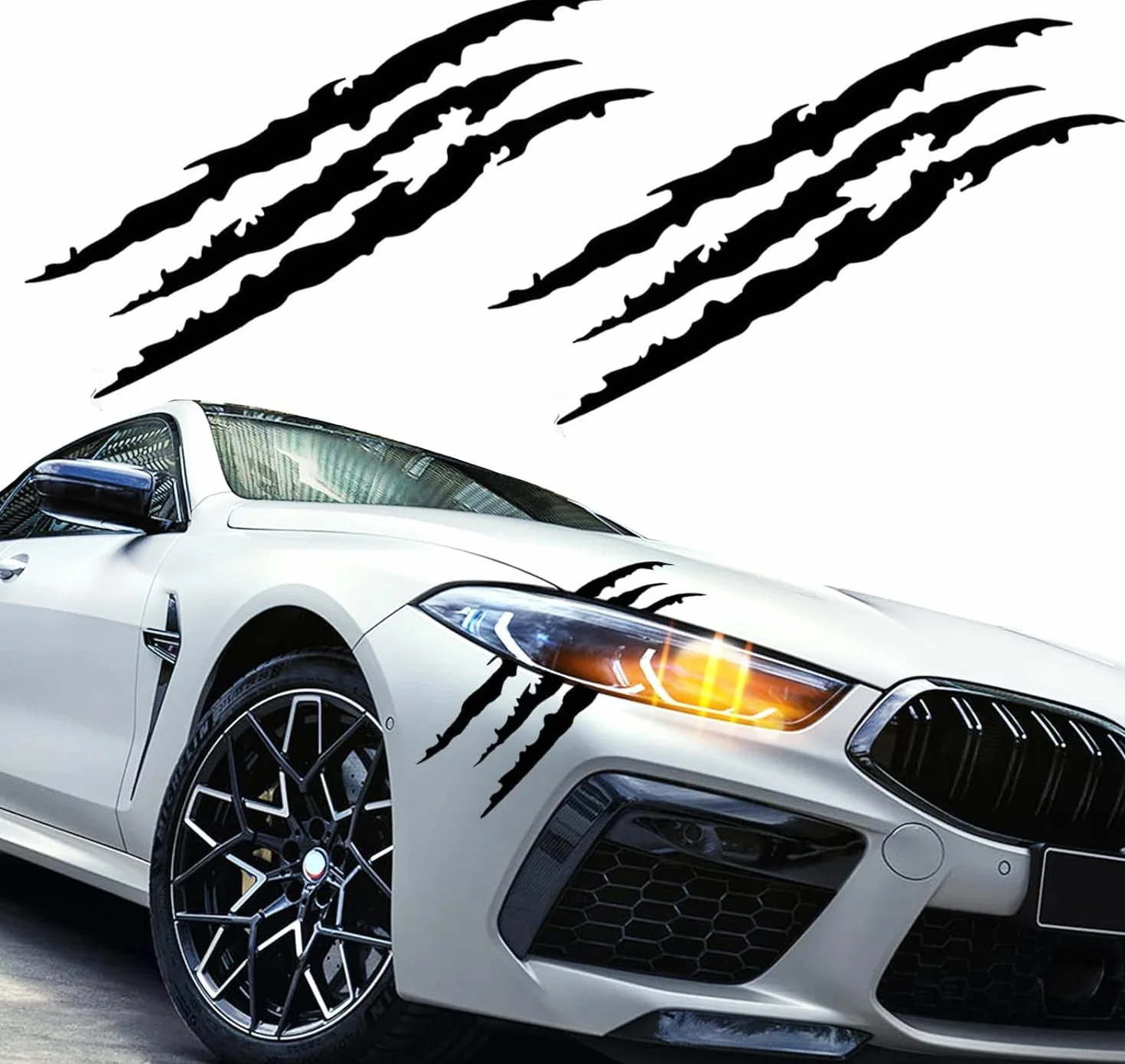 TLDSHOP® - Adesivo per Auto Graffi Artigli - 2 Pezzi Adesivi per Auto a Forma di Graffi Nero - Adesivo Mostro Artigli Segni - Adesivi Auto Tuning Strisce Decorative per Auto (Nero)