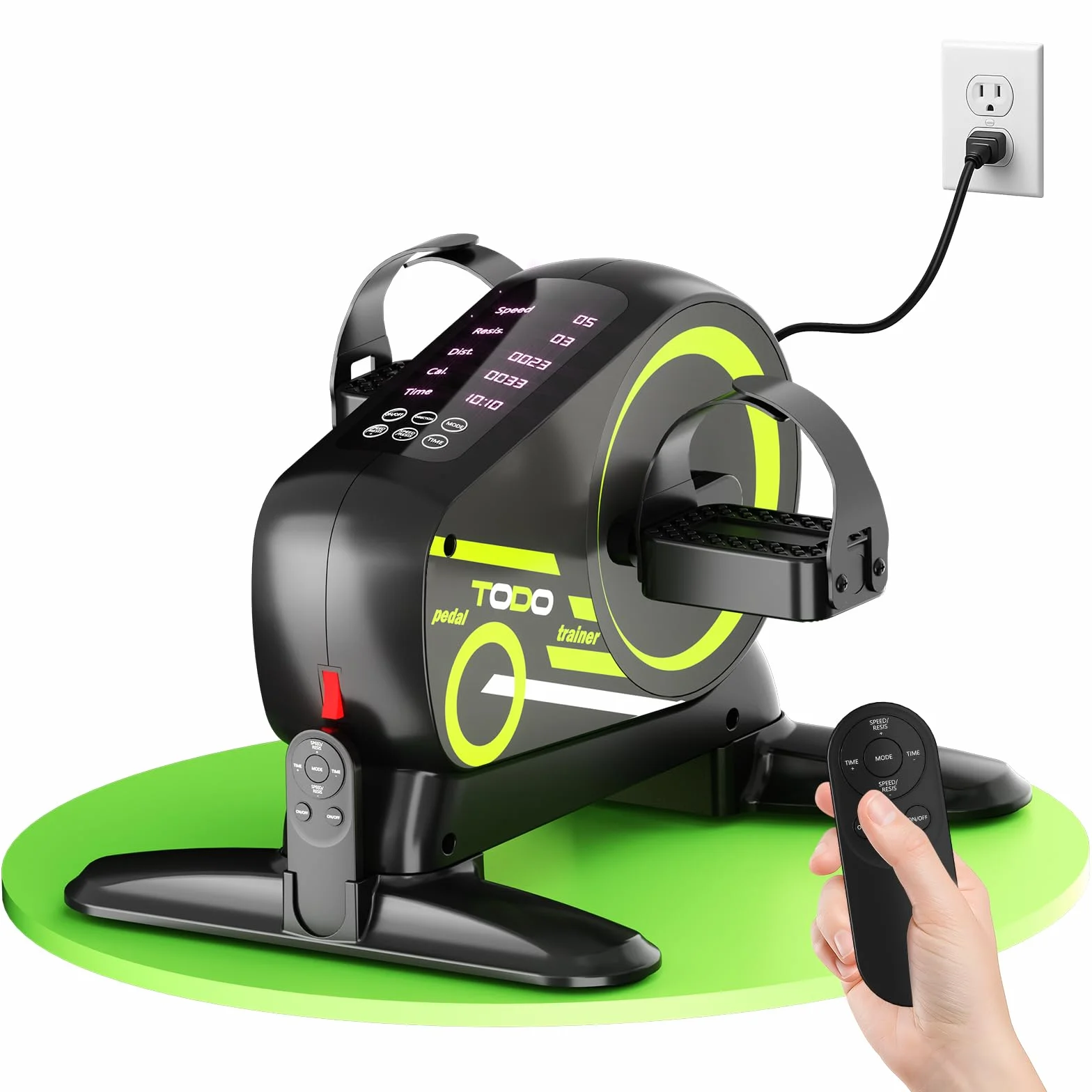 TODO Mini Cyclette da Casa, Pedaliera per Anziani con 12 Velocità Regolabili, Pedaliera Cyclette Fitness con Modalità Auto & Manuale, 6 Livelli di Resistenza, Display LCD e Cinturino Reggipiedi