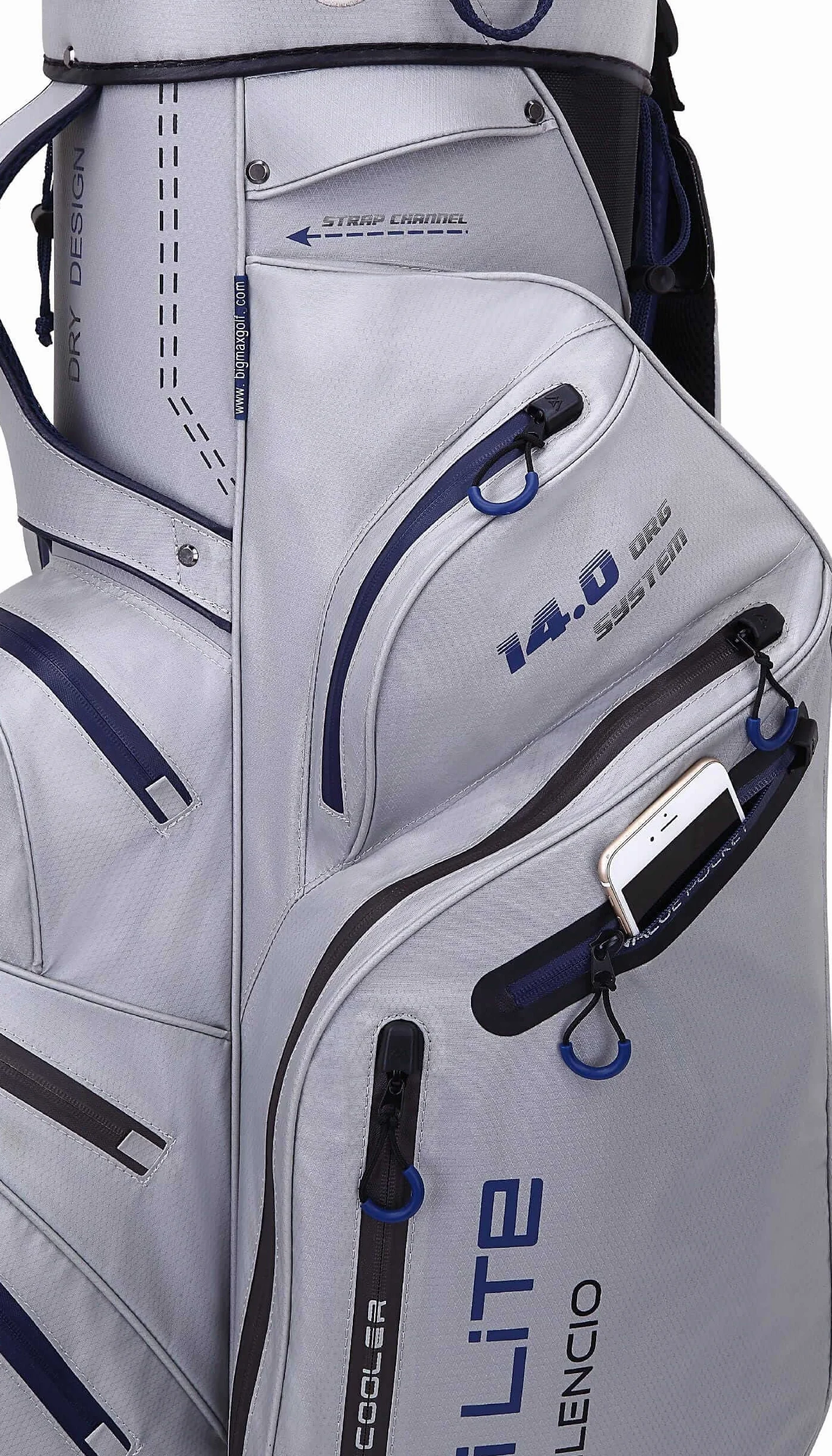 Big Max Dri Lite Silencio 2 Cartbag Borsa da golf impermeabile Argento