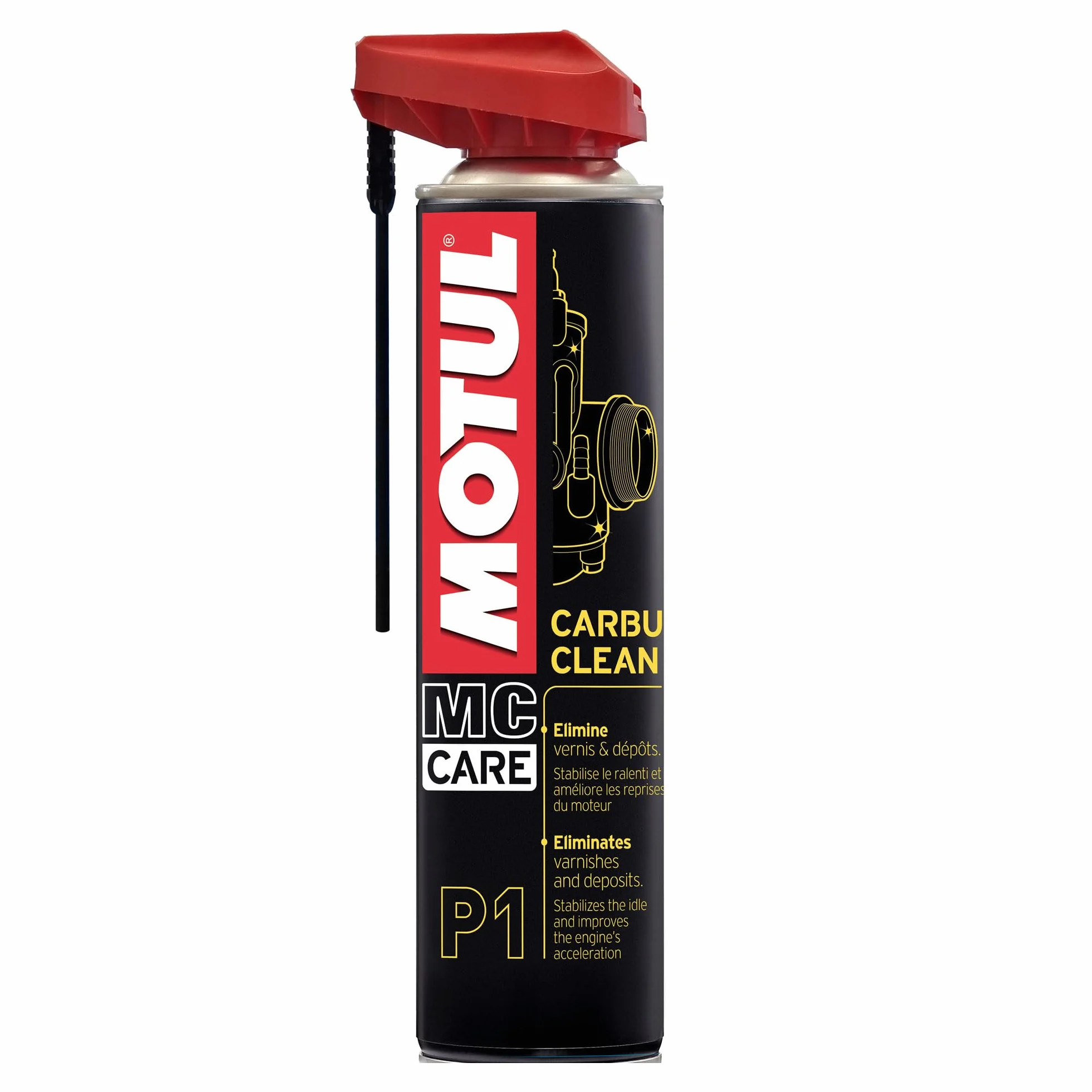 Motul - Pulitore per Carburatori Moto - Aerosol - Dissolve Ogni Deposito, Vernice o Gomma - Azione Rapida e Potente - Facile Utilizzo - MC Care Carbu Clean P1-400 ml