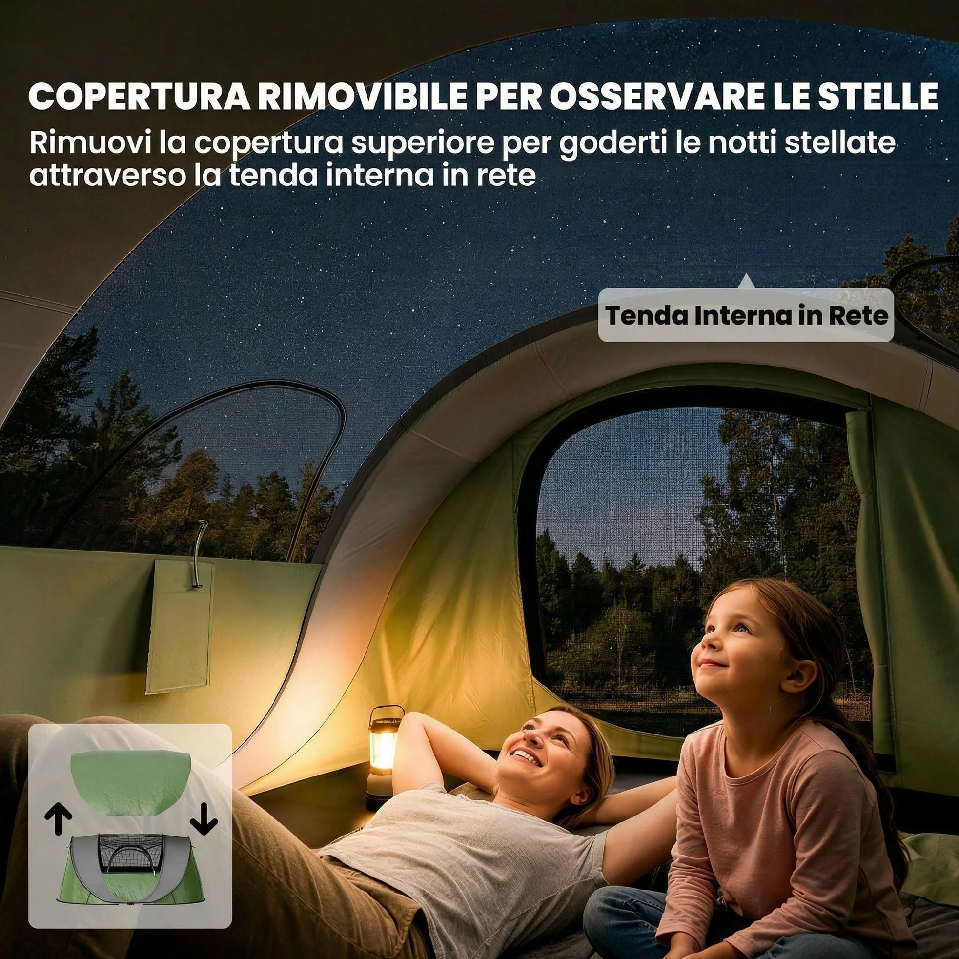 Outsunny Tenda da Campeggio Pop Up 4 Persone, Impermeabile 3000mm, con Borsa, Verde