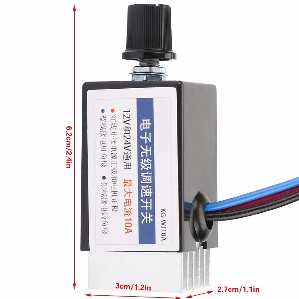Regolatore di Velocità del Motore Universale DC 12V/24V Interruttore Controllo Continuo