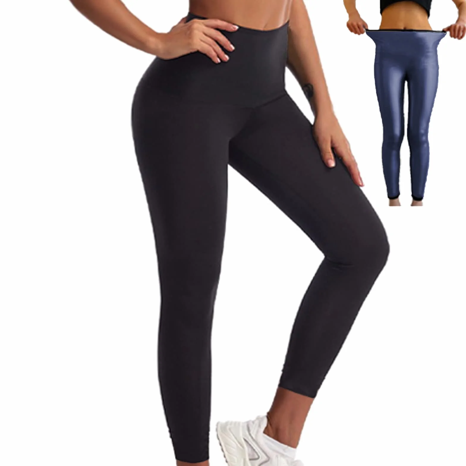 Pantaloni Sauna Dimagranti Donna Vita Alta Leggins Anticellulite Push Up Tuta Snellenti Effetto Sauna per Yoga Corsa Fitness