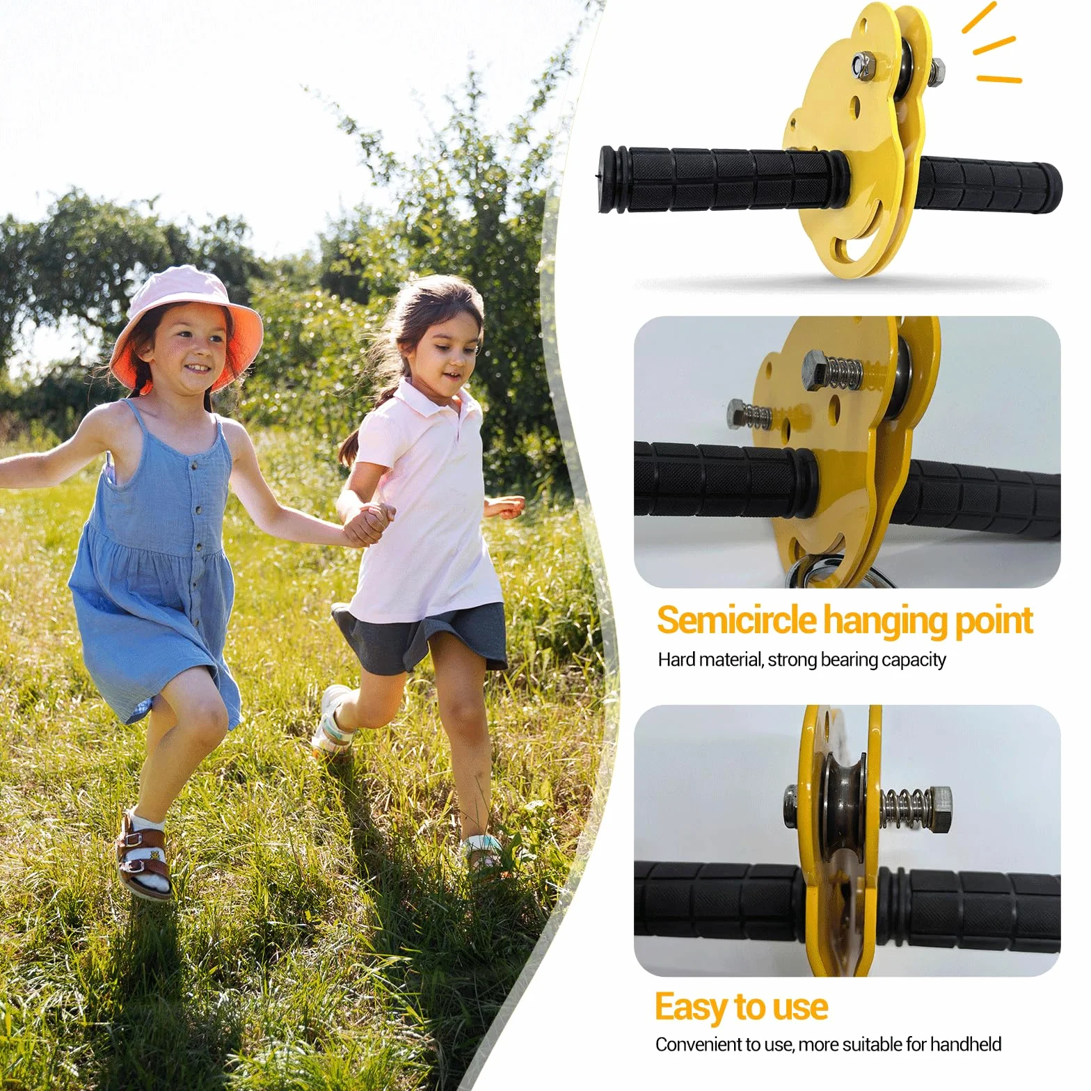 Slackline Zipline 24 m 80 piedi per bambini e adulti, cavo di sicurezza e freno a molla, fino a 120 kg