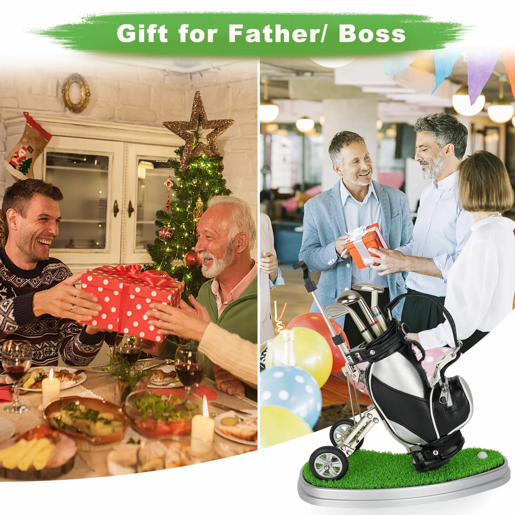 Portapenne da Golf 3 Pezzi Argento + Nero Set Unici Idea Regalo Uomini