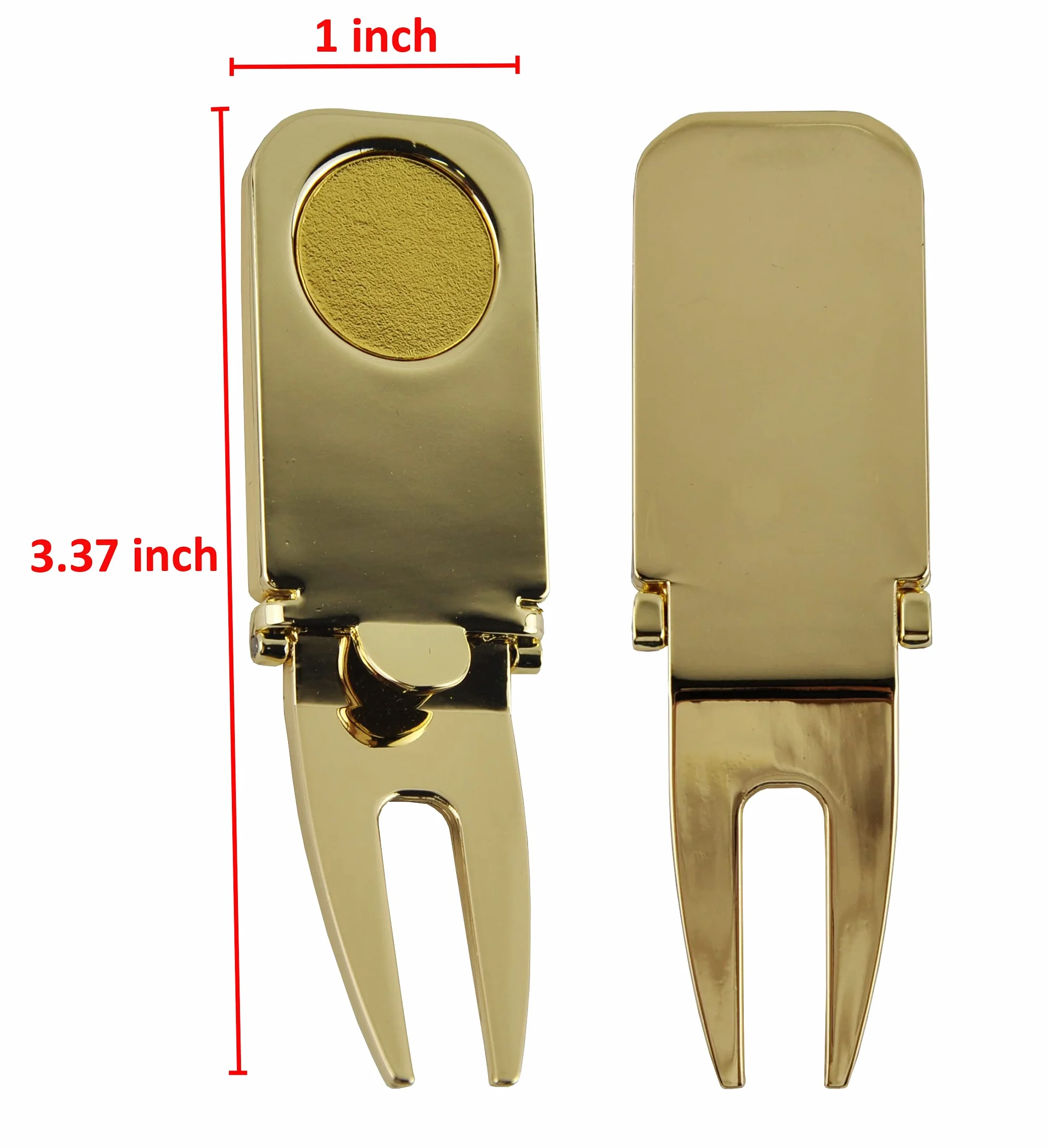 Strumento Magnetico 3 in 1 per Riparazione Forcella Golf e Marcatore Palline, Metallo Zinco Oro