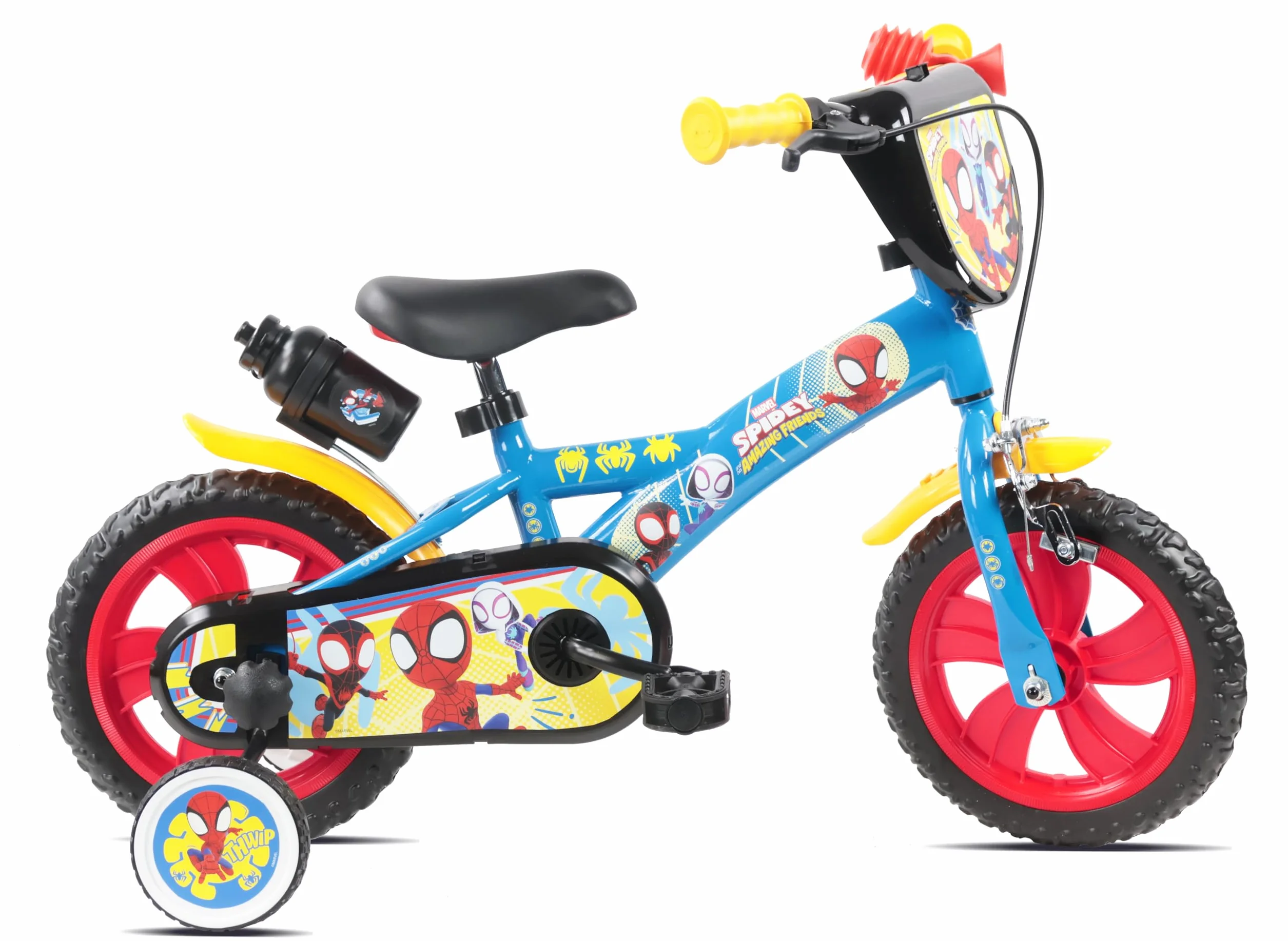 Denver Bicicletta Bambino 12 Pollici Spidey, 2-4 Anni, Rotelle, Freno Caliper, Telaio Acciaio, Ruote EVA