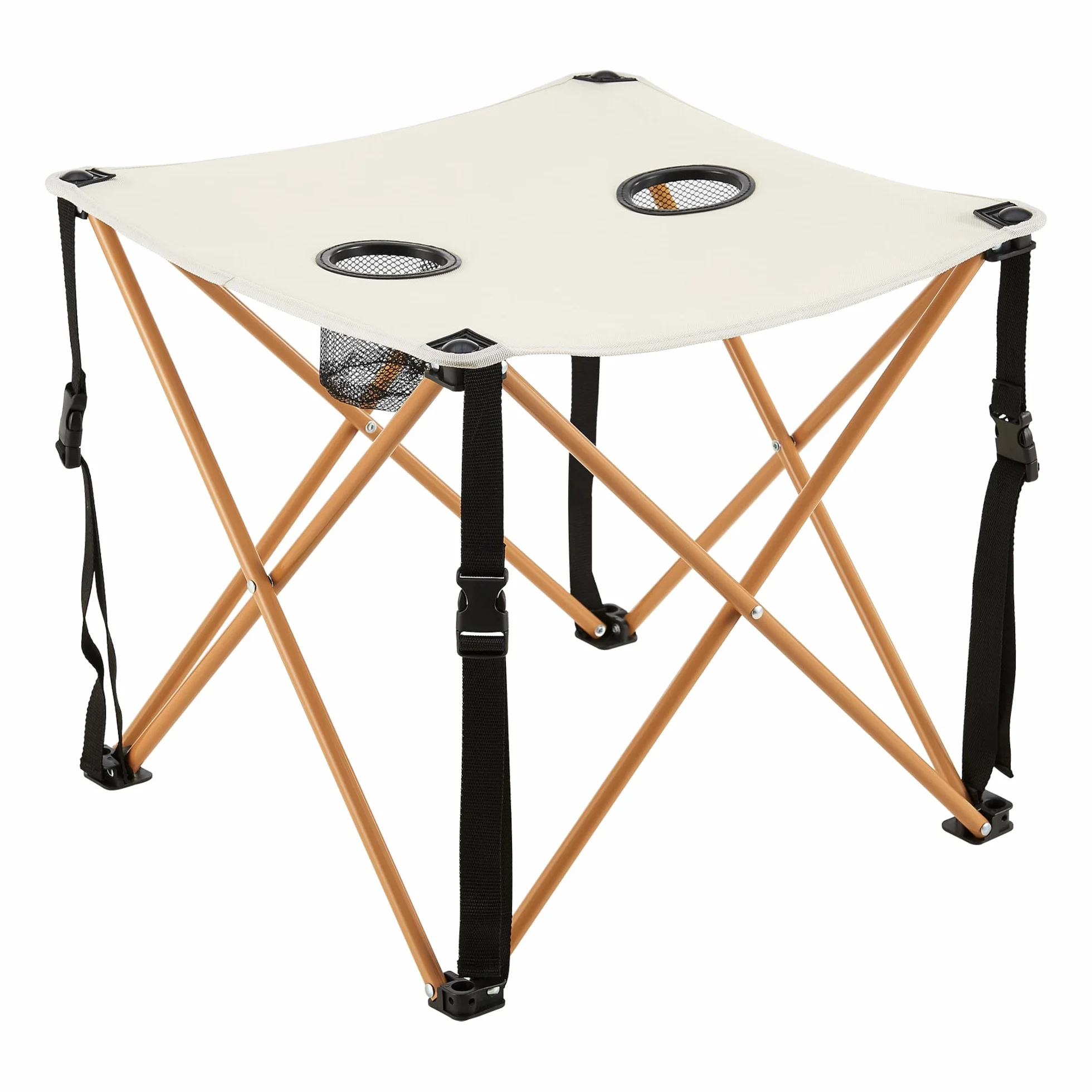 casa.pro Set Campeggio Pieghevole Tavolo e Sedie Portatili Telaio Acciaio Tessuto Beige