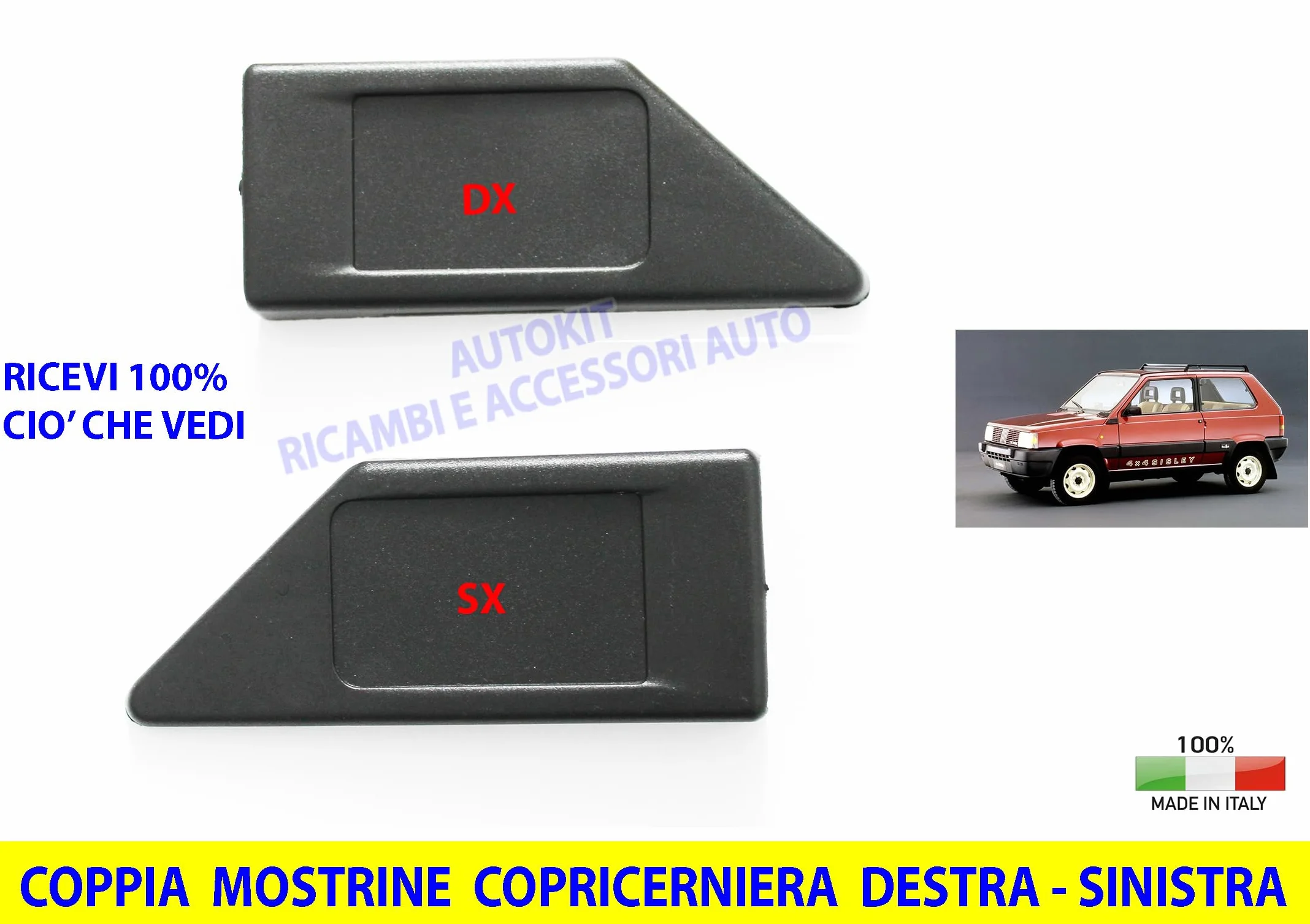 COPRICERNIERA MOSTRINE PORTIERA SPORTELLI Coppia destro - sinistro per PANDA modello 141 prodotte dal 1986 al 2003-21013 - 21014