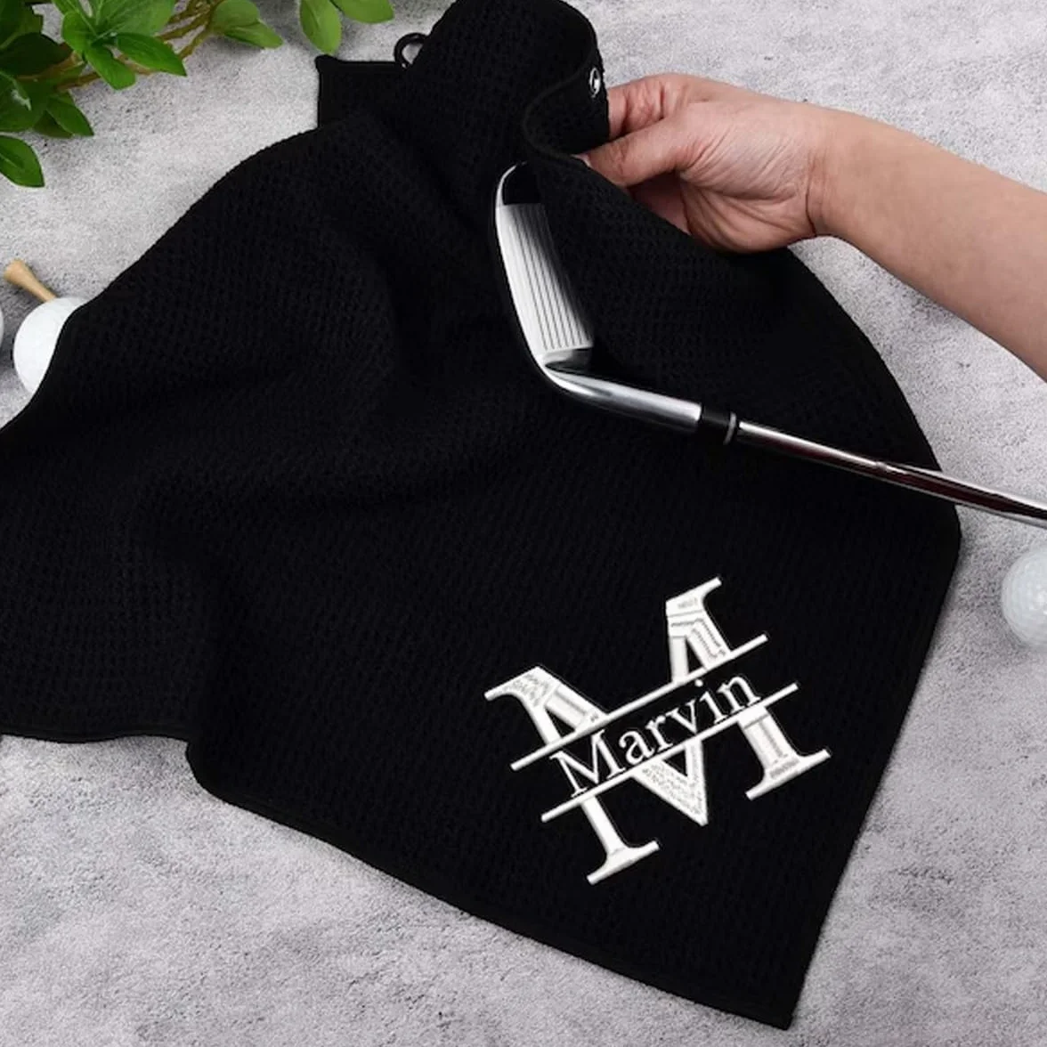 Asciugamano da golf personalizzato ricamato con monogramma logo regalo per papà festa del papà