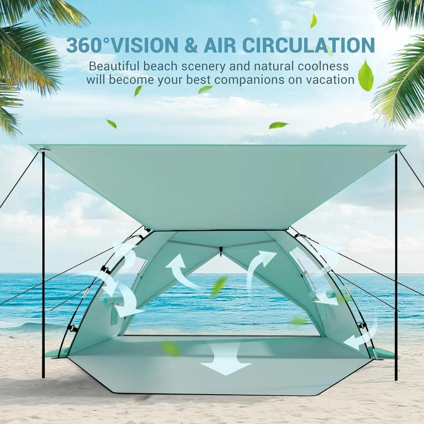 Elegear Tenda da Spiaggia Completamente Chiusa per 4-7 Persone con Protezione Solare UPF 50+