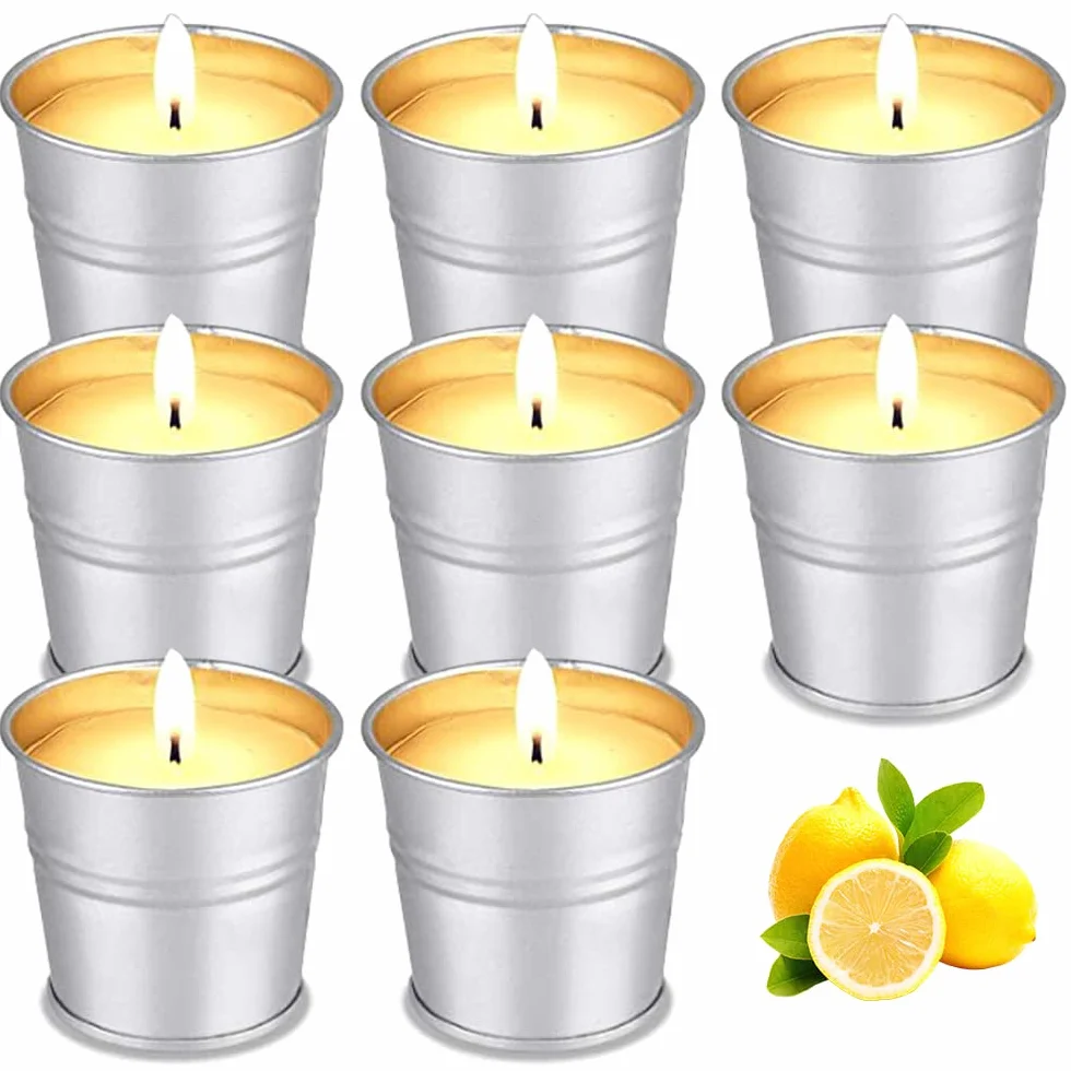 Candela alla citronella per esterni 140 ore 8 pezzi campeggio picnic terrazza giardino