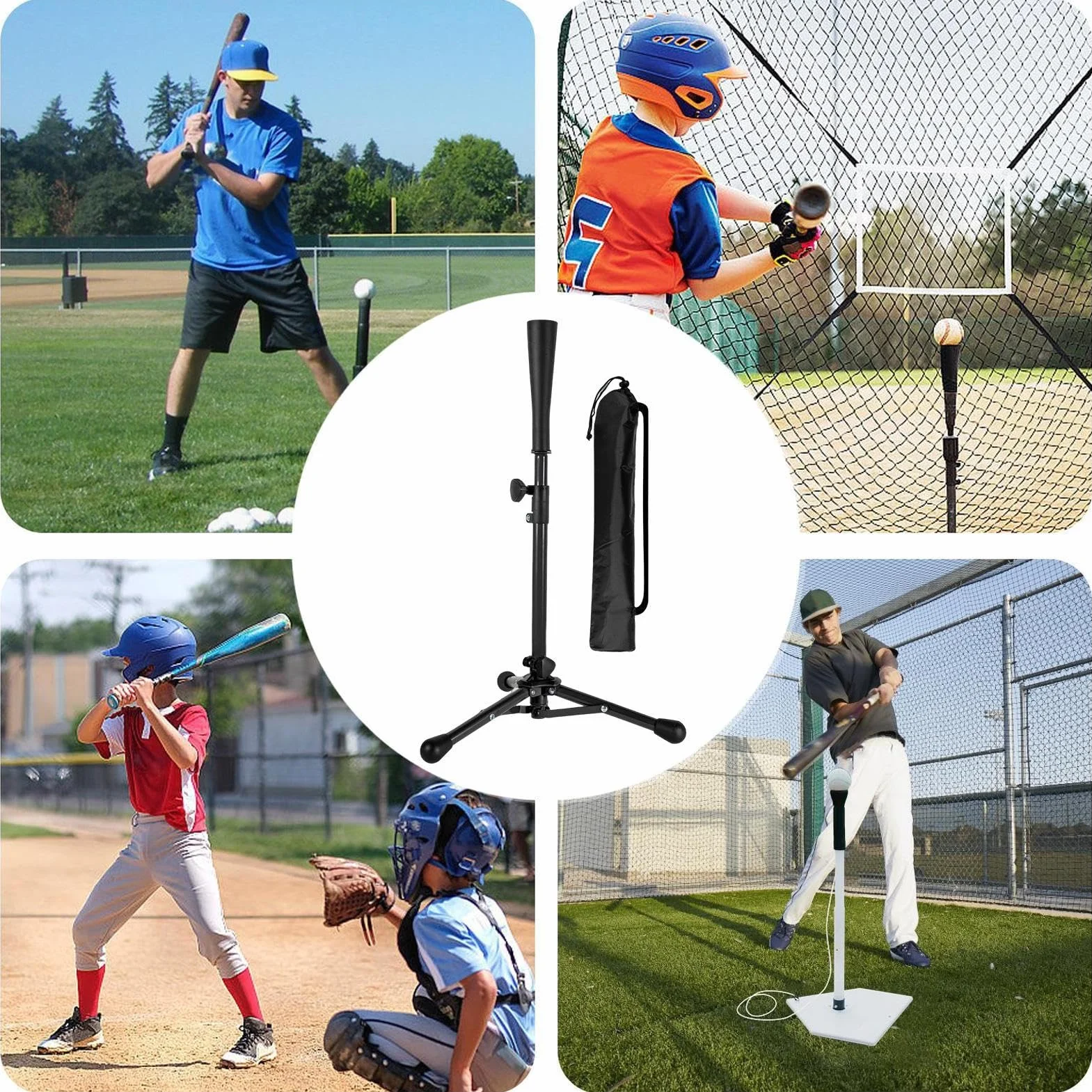 Maglietta da baseball per giovani, T Ball Batting Tee, regolabile in altezza, portatile con custodia per borsa, design affidabile per un facile utilizzo, allenamento softball per principianti