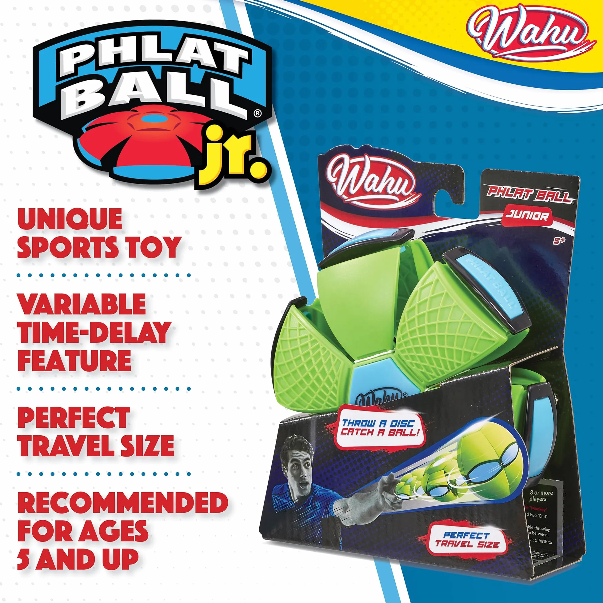 Wahu Phlat Ball Junior Verde Gioco all'aperto Lancia disco prende palla