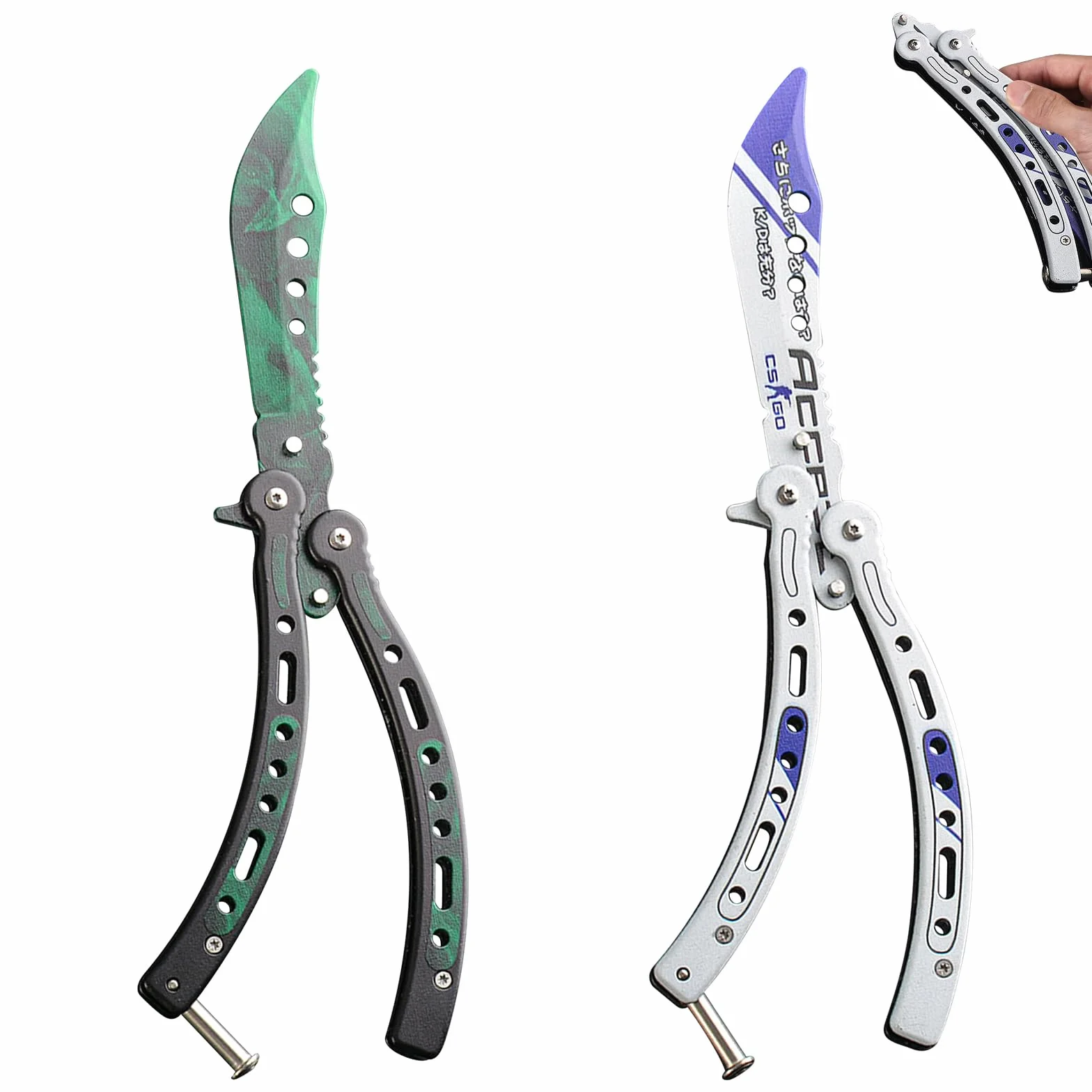 Butterfly Trainer: 2 pezzi coltelli a farfalla pieghevoli per allenamento lama non affilata pettine a farfalla in acciaio inossidabile per coltello Balisong da allenamento principianti